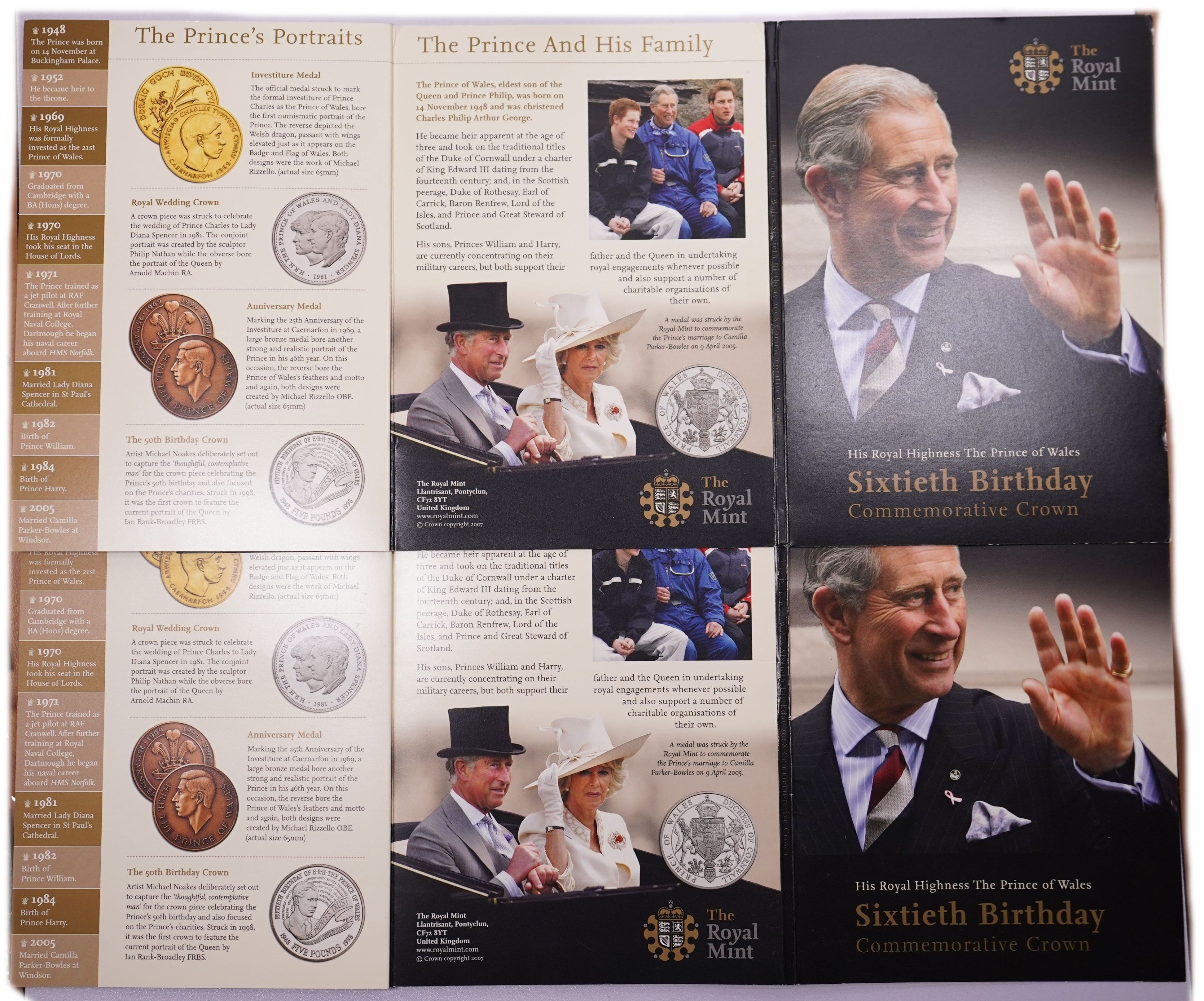 Great Britain - Set of 2 2008 £5 Coins - 60th Birthday of the Prince of Wales - Official Royal Mint Presentation ... - 1 11
