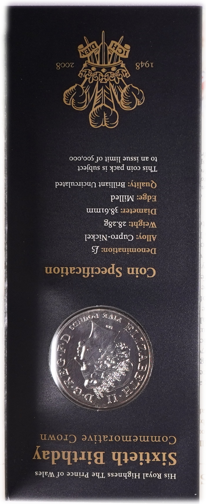 Great Britain - Set of 2 2008 £5 Coins - 60th Birthday of the Prince of Wales - Official Royal Mint Presentation ... - 1 14