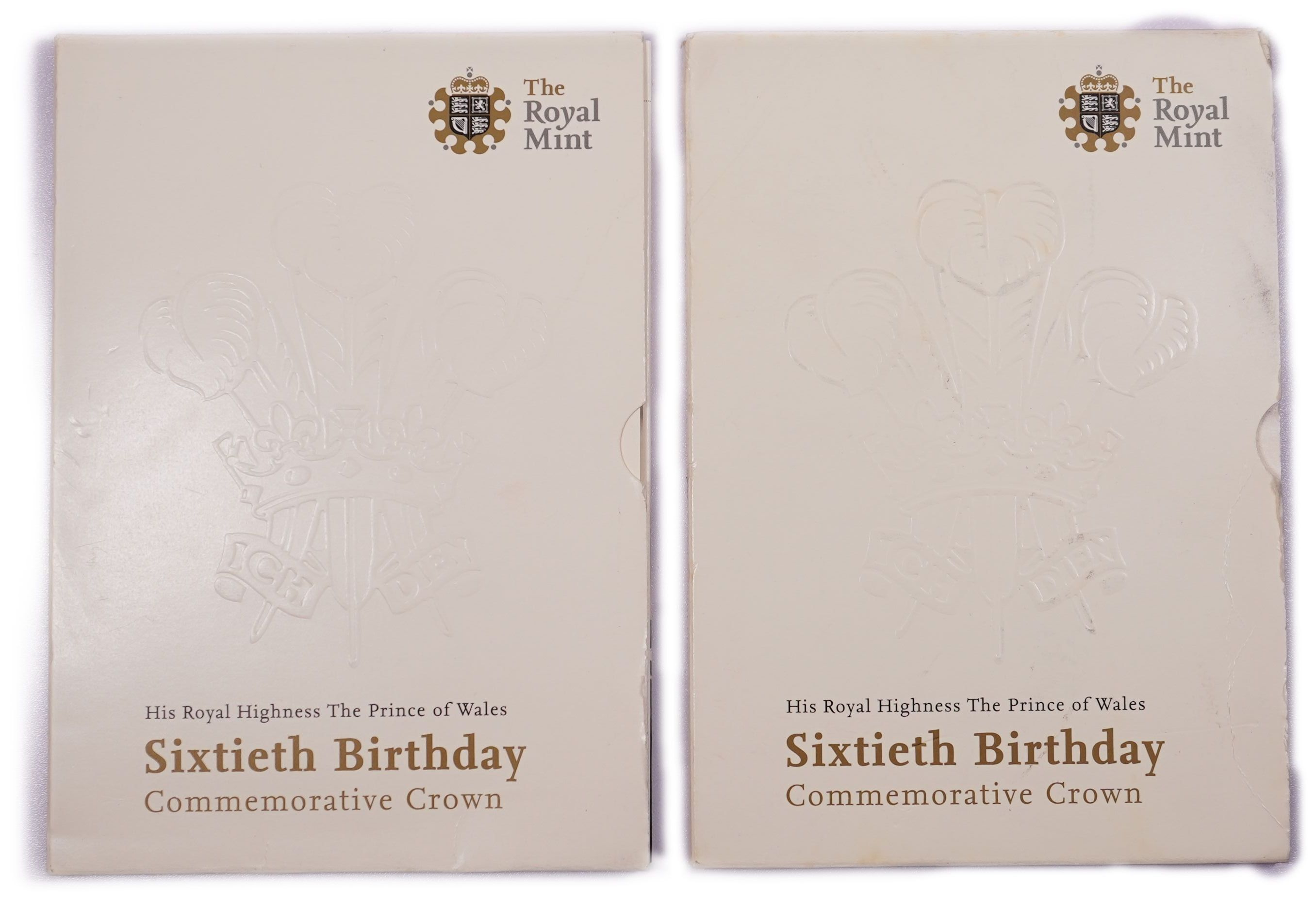 Great Britain - Set of 2 2008 £5 Coins - 60th Birthday of the Prince of Wales - Official Royal Mint Presentation ... - 1 10