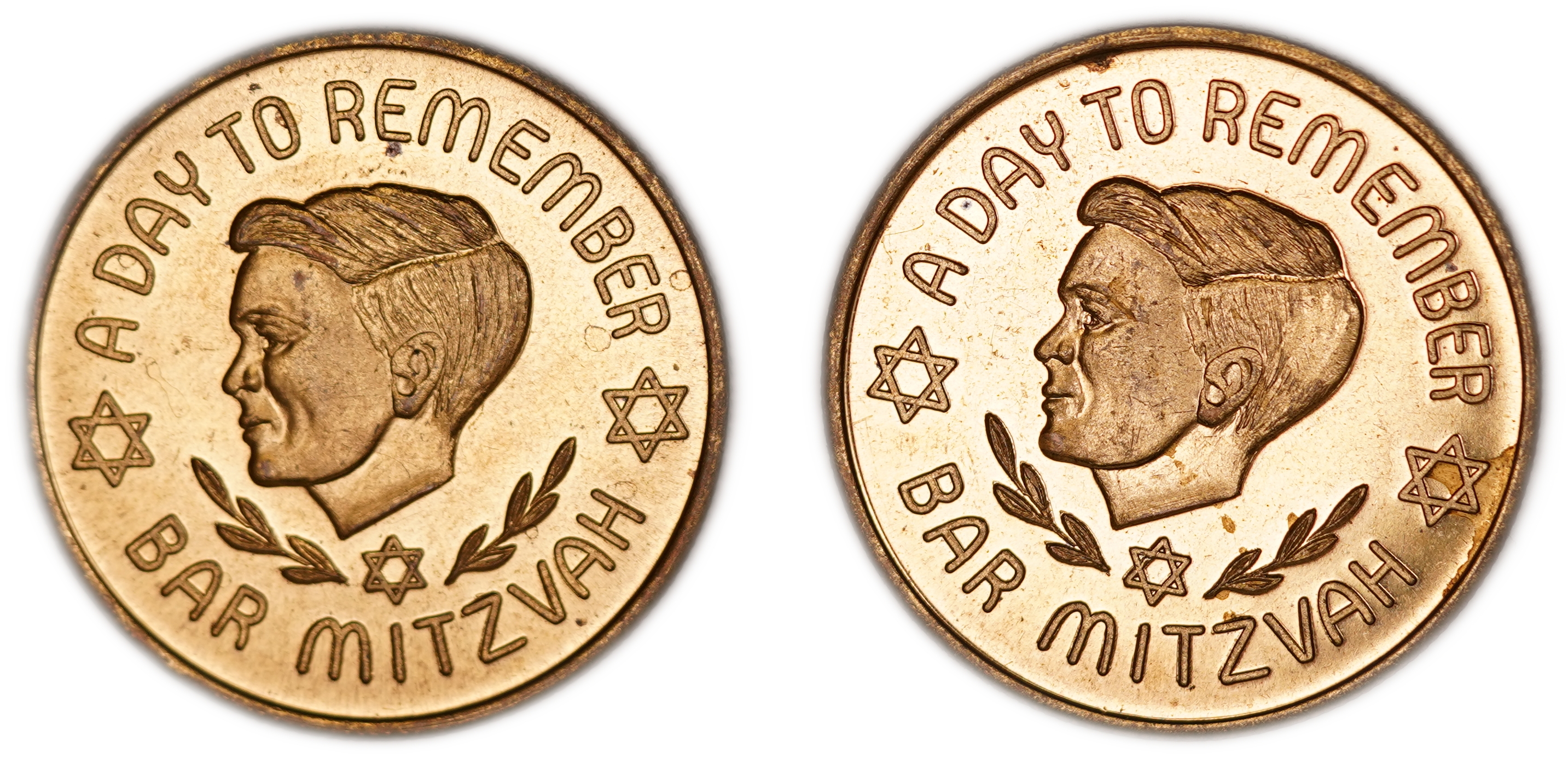 Judaica / Zionism - USA - Pair of Bar Mitzvah Medallions with President John F. Kennedy Portrait, "A Day to Remember" - 1 0