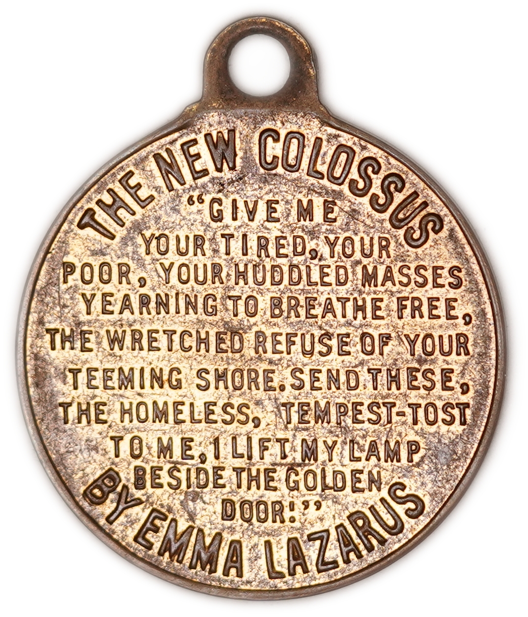 Judaica / Zionism - Lot of 5 Medals and Medallions - Emma Lazarus and the Statue of Liberty, Chaim Weizmann, Anne ... - 1 5