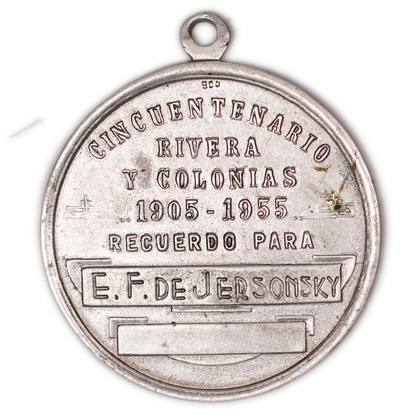 Judaica / Zionism - Argentina - 50th Anniversary of Rivera and the Jewish Colonies Pendant Medal, 1905-1955, .900 ... - 1 1