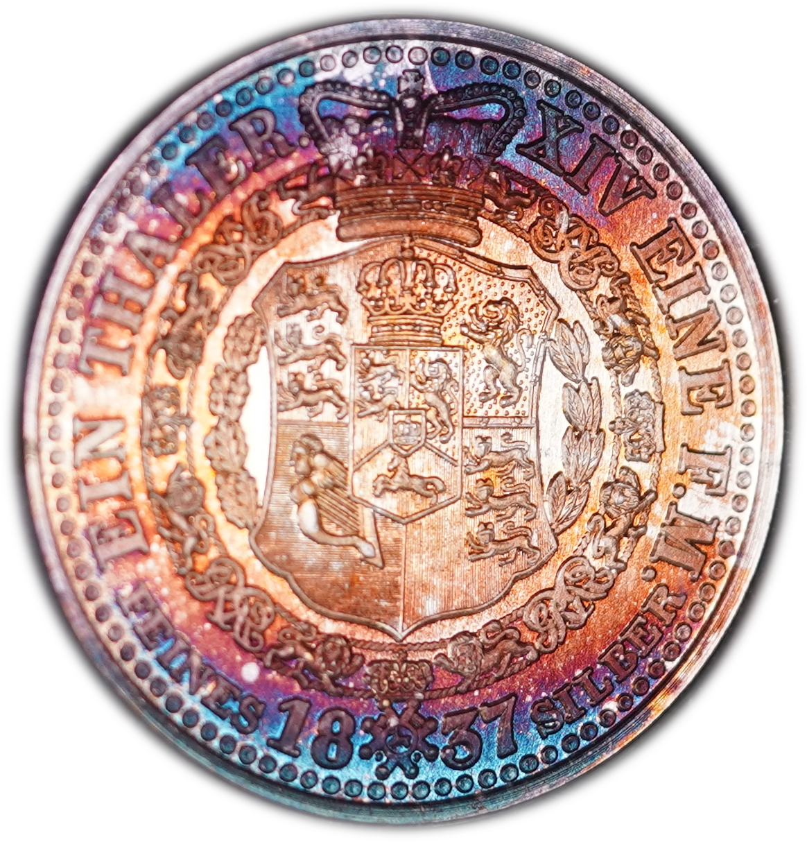 Germany - Official Restrike of the 1837 Kingdom of Hanover Thaler, Intercoin 1987 Issue, .999 Fine Silver Medal, 17 ... - 1 1