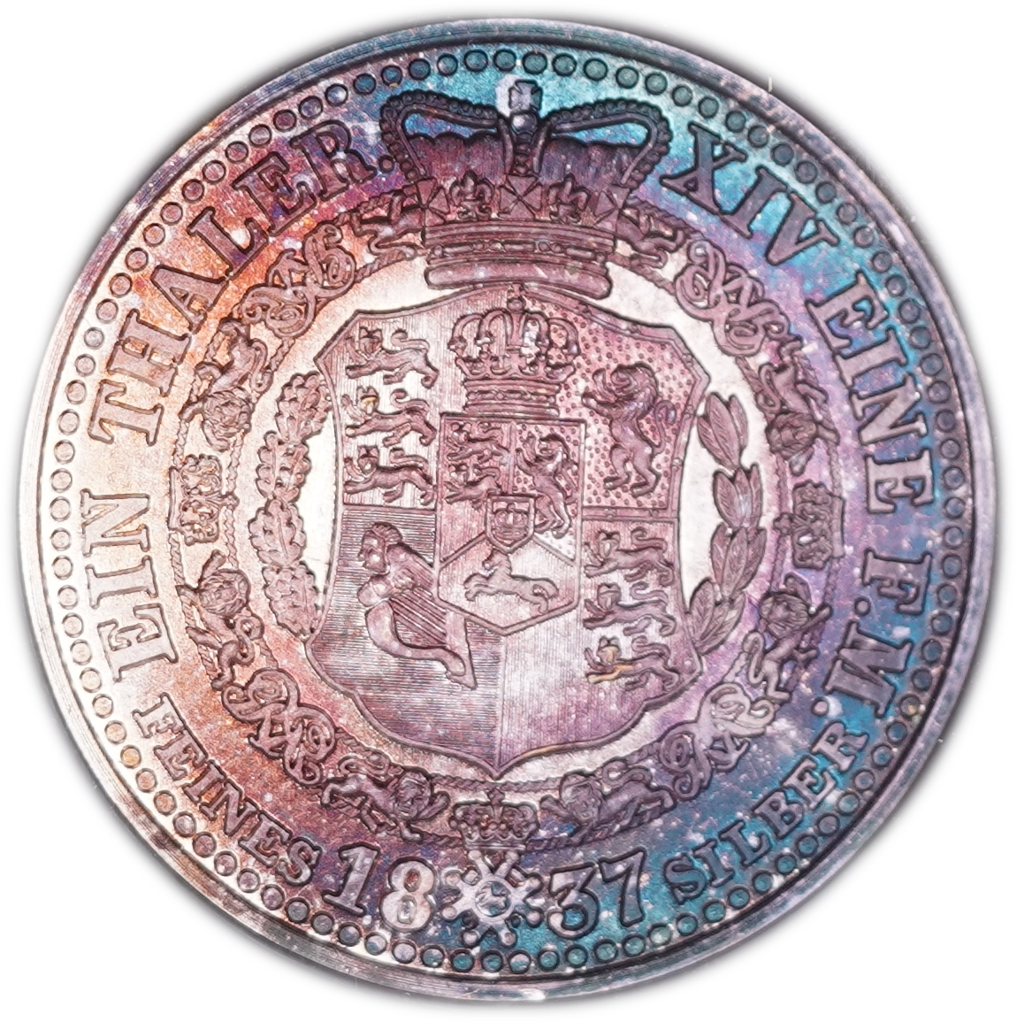 Germany - Official Restrike of the 1837 Kingdom of Hanover Thaler, Intercoin 1987 Issue, .999 Fine Silver Medal, 17 ... - 1 1