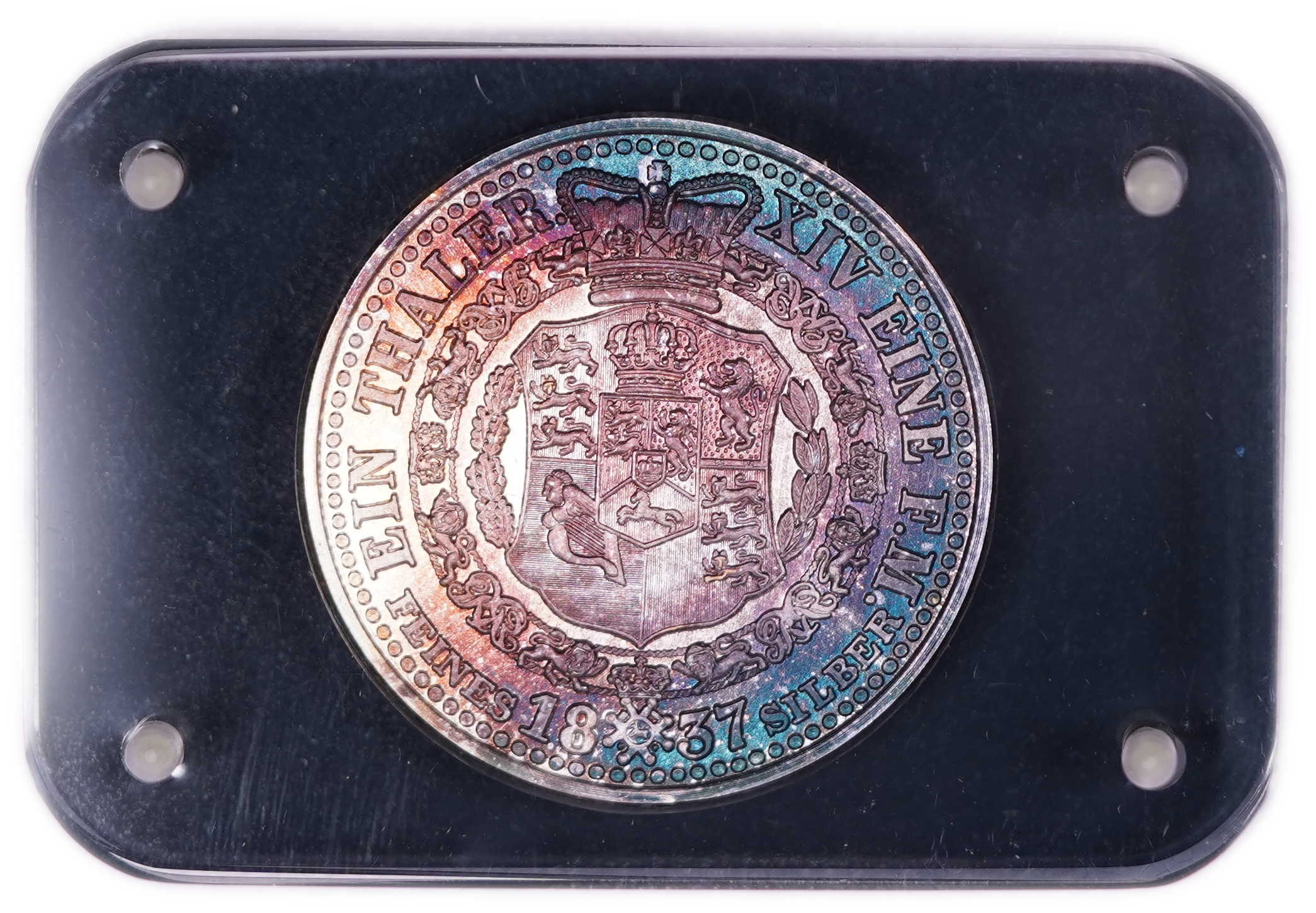 Germany - Official Restrike of the 1837 Kingdom of Hanover Thaler, Intercoin 1987 Issue, .999 Fine Silver Medal, 17 ... - 1 3