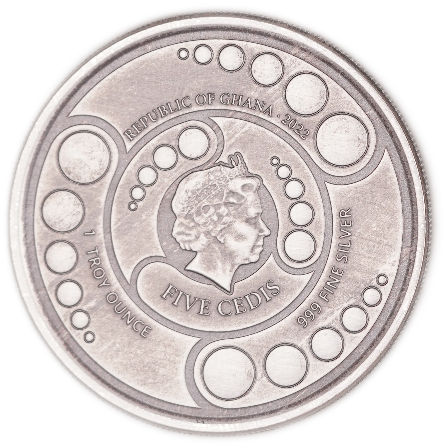 Ghana - 5 Cedis "Alien" Coin, 2022, .999 Fine Silver, 1 Troy Ounce, 31.10 g, Brilliant Uncirculated - 1 1