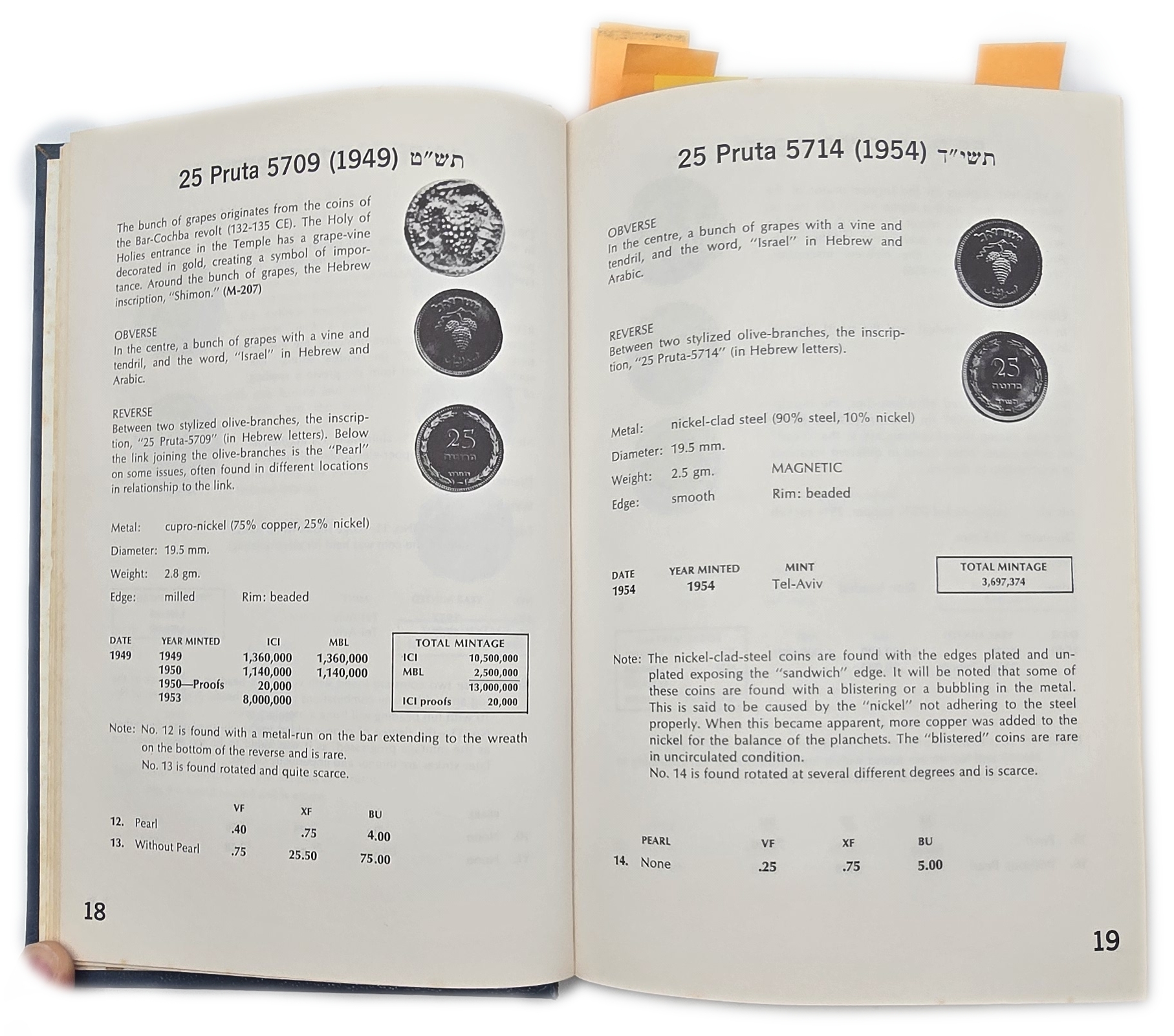 Numismatic Literature - "Israel's Money & Medals 1948/1973" Hardcover Catalog, Published by A.H. Kagan Ltd. - 1 6
