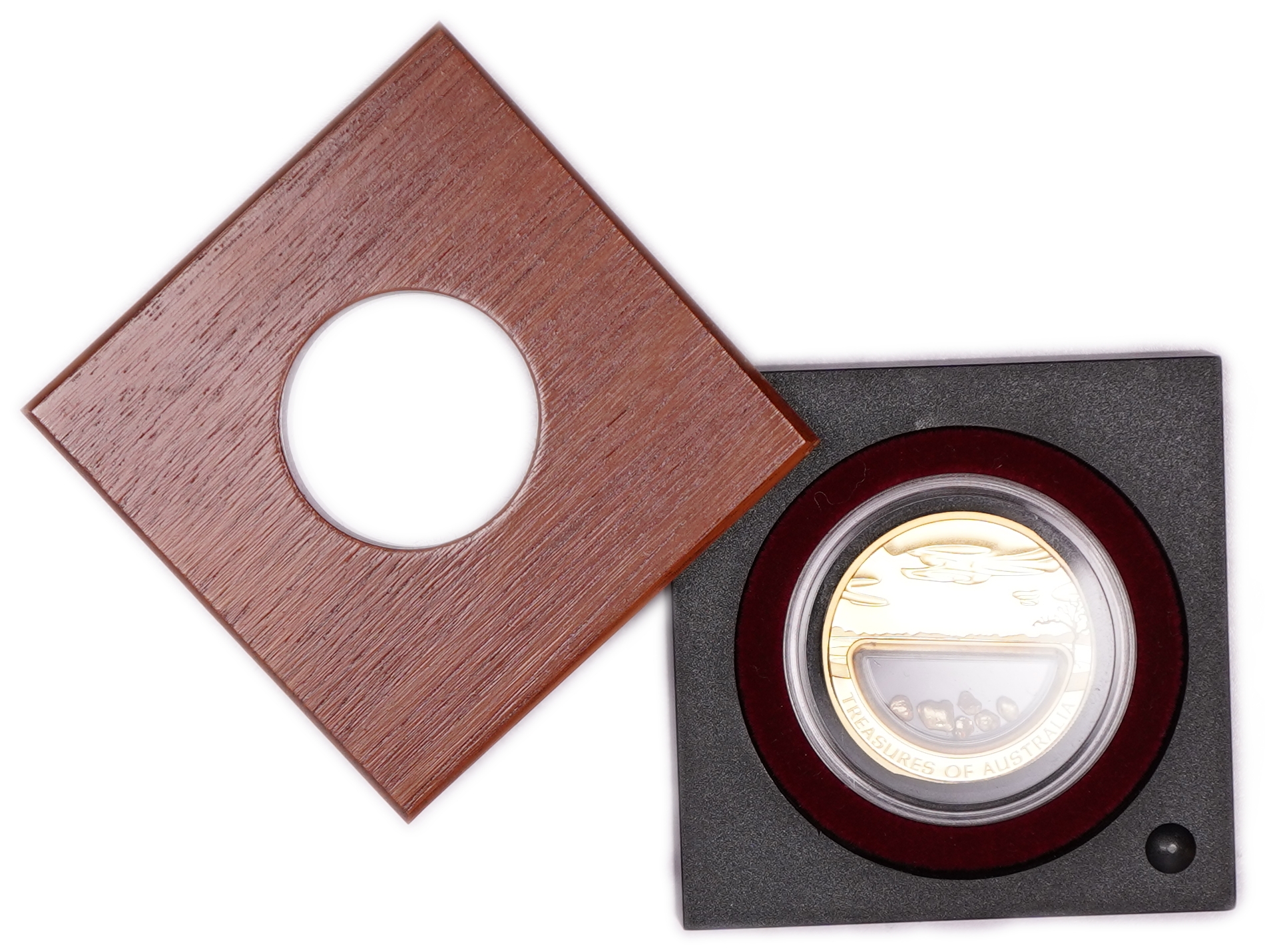 Australia - 100 Dollars 2010 - Treasures of Australia - Gold - Proof Coin with Natural Gold Nuggets in Transparent ... - 1 5