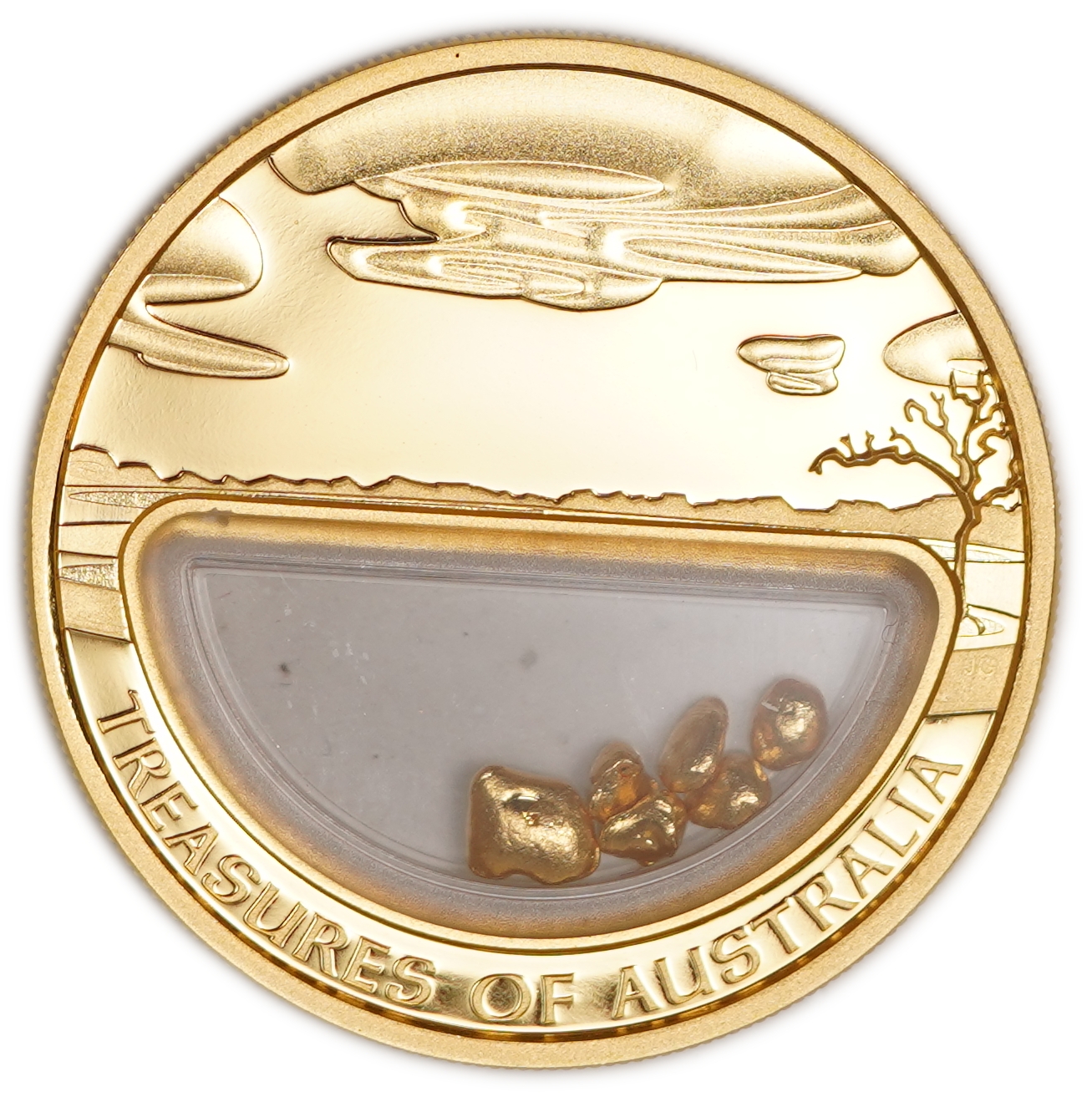 Australia - 100 Dollars 2010 - Treasures of Australia - Gold - Proof Coin with Natural Gold Nuggets in Transparent ...