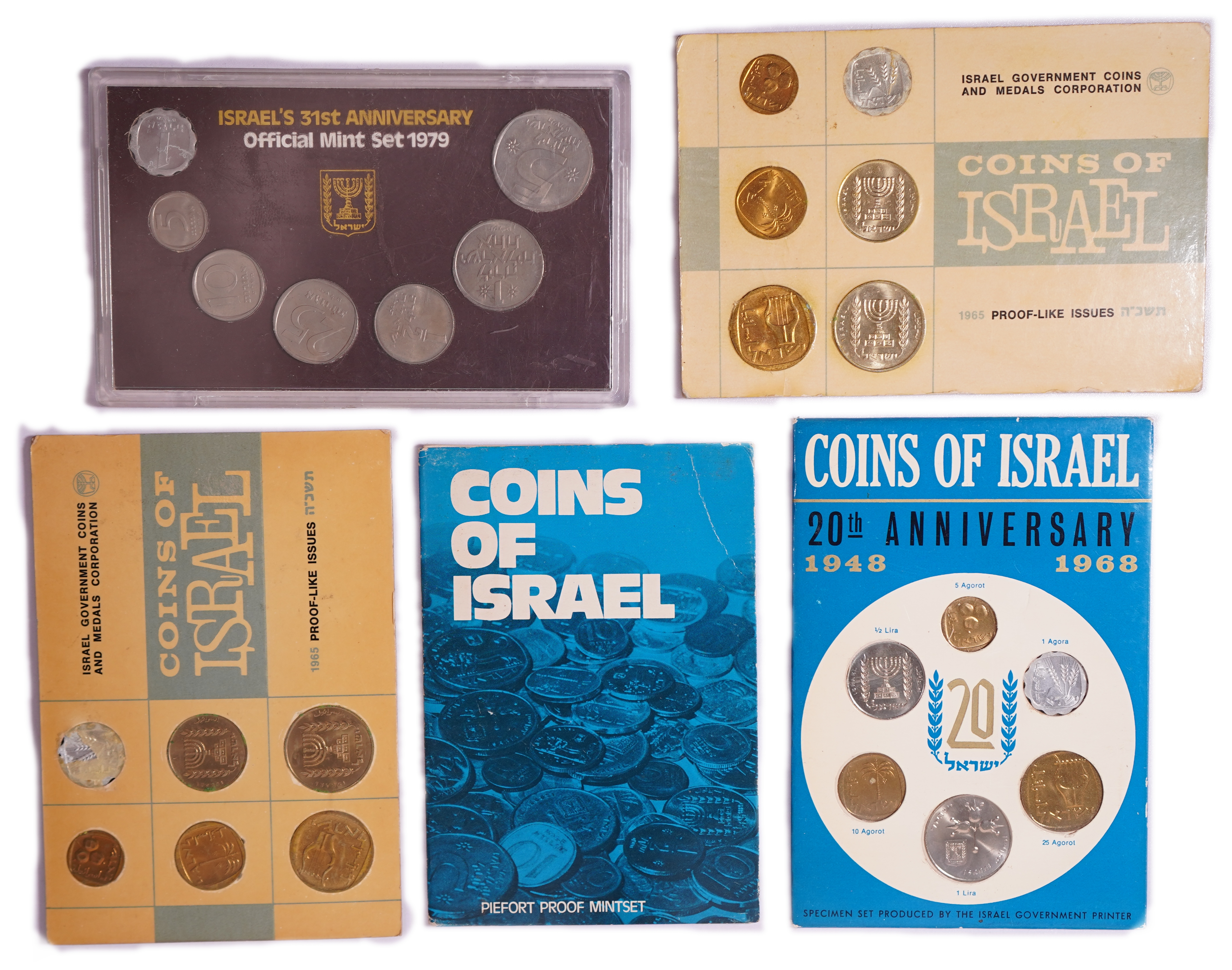 Israel - Lot of 14 Israeli Coin Sets, 1960s-1980s, Proof-Like, Piedfort and UNC, in Original and Period Packaging - 1 6