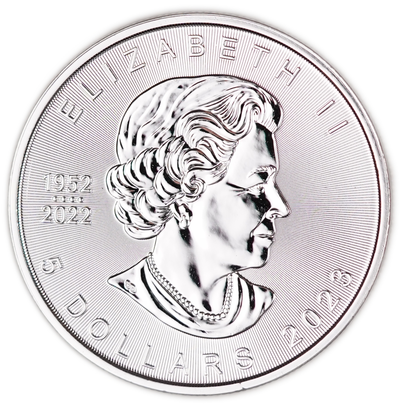 Canada - 5 Dollars 2023 - Silver Maple Leaf - Queen Elizabeth II Memorial 1952-2022 - .9999 Silver, 1 Troy Ounce ... - 1 1