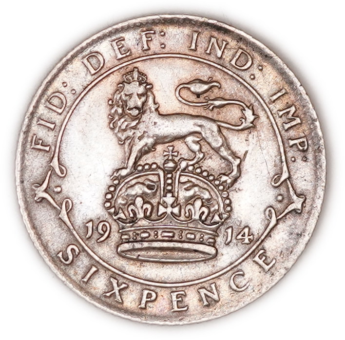 Judaica / Zionism - Great Britain - 1914 George V Sixpence, with Hebrew "ה' צלח" Countermarks on the King's ... - 1 1