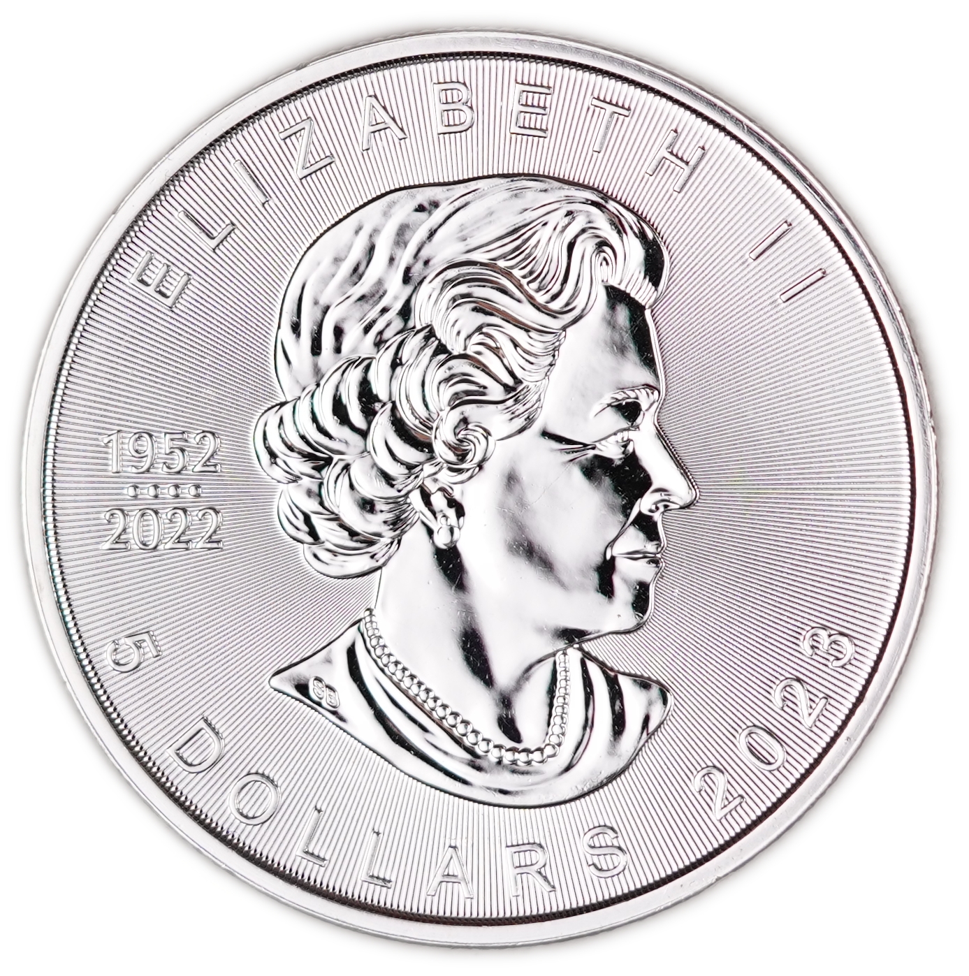 Canada - 5 Dollars 2023 - Silver Maple Leaf - Queen Elizabeth II Memorial 1952-2022 - .9999 Silver, 1 Troy Ounce ... - 1 1