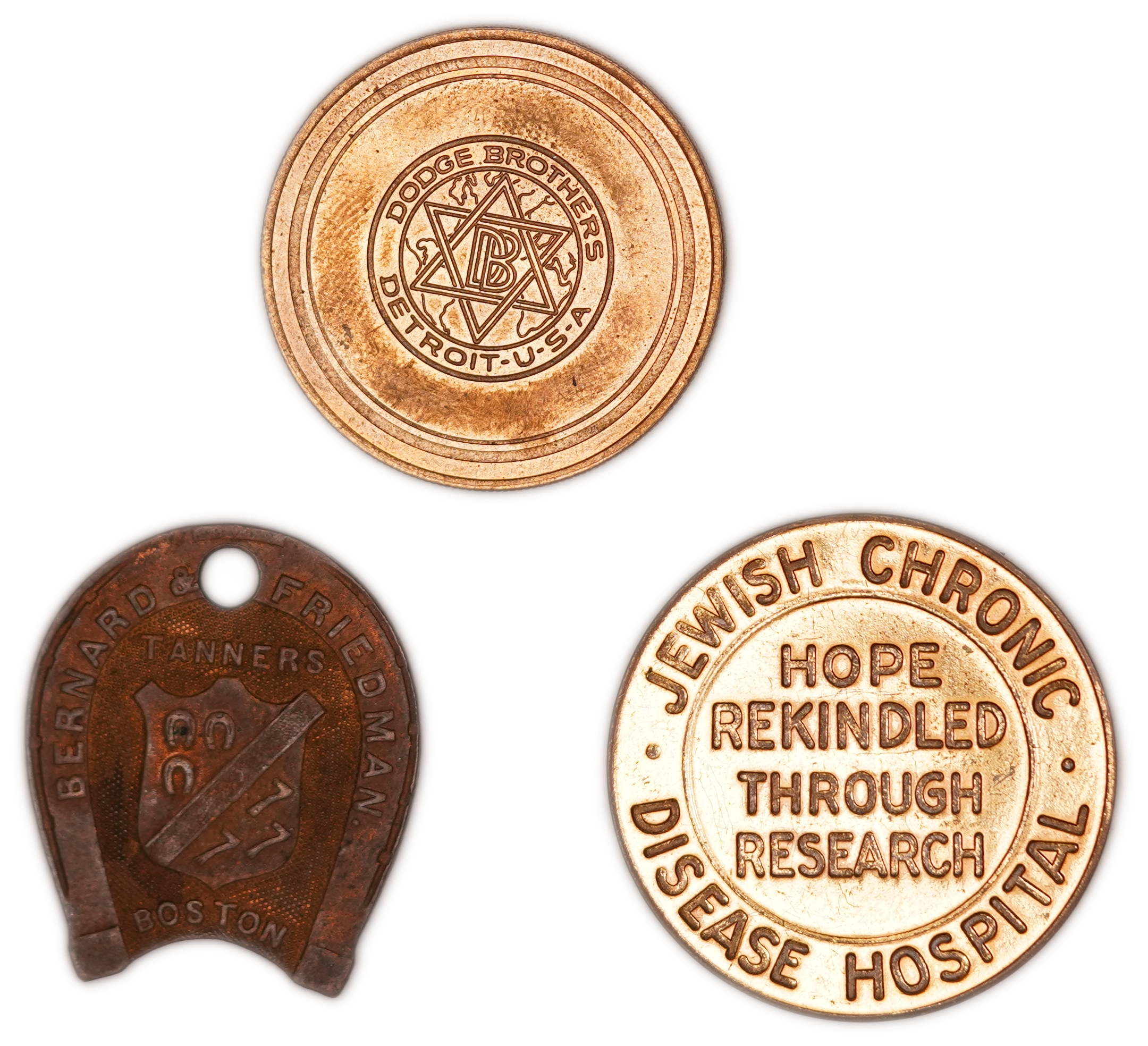 Judaica / Zionism - USA - Lot of 3 Tokens and Medals - Isaac Albert Research Institute at the Jewish Chronic ... - 1 1