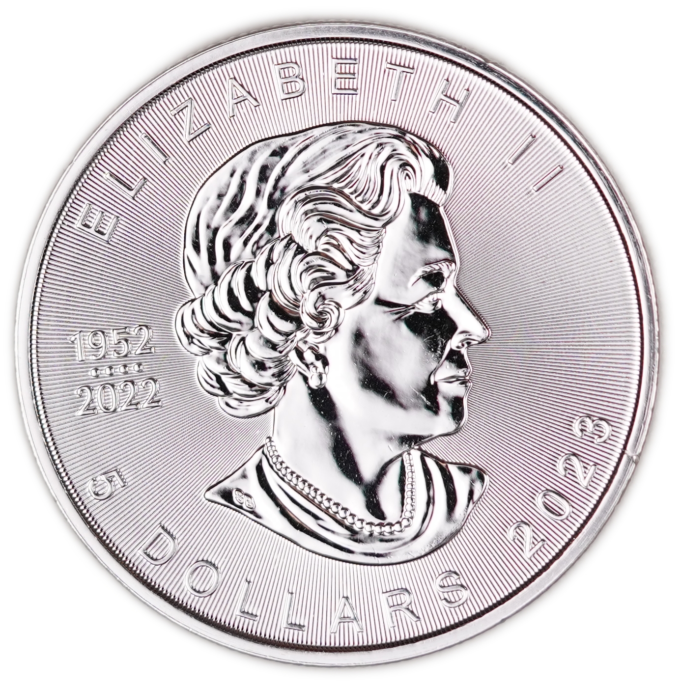 Canada - 5 Dollars 2023 - Silver Maple Leaf - Queen Elizabeth II Memorial 1952-2022 - .9999 Silver, 1 Troy Ounce ... - 1 1