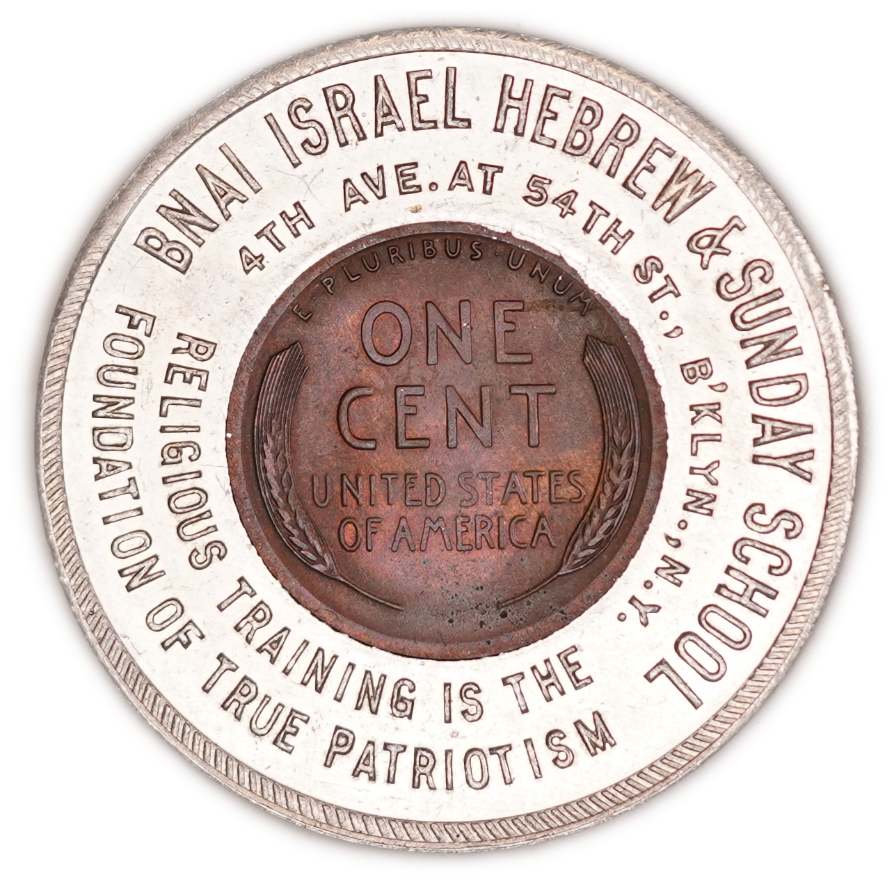 Judaica / Zionism - USA - Lot of 3 Encased Cent Tokens - Mount Sinai Hospital Los Angeles, B'nai Israel Hebrew & ... - 1 7