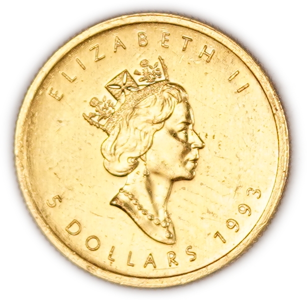 Canada - 5 Dollars 1993 - Gold Maple Leaf - .9999 Gold, 1/10 Troy Ounce - Approximately 3.11 g - KM# 188