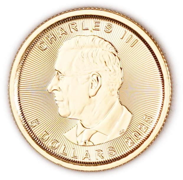 Canada - 5 Dollars 2025 - Gold Maple Leaf - King Charles III - .9999 Gold, 1/10 Troy Ounce - Approximately 3.11 g - 1 0