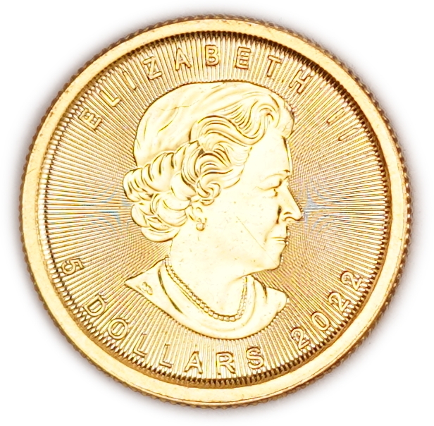Canada - 5 Dollars 2022 - Gold Maple Leaf - .9999 Gold, 1/10 Troy Ounce - Approximately 3.11 g - 1 0