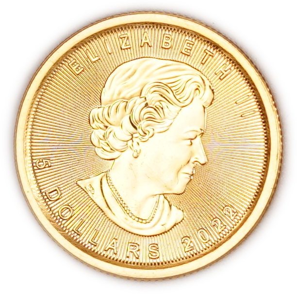 Canada - 5 Dollars 2022 - Gold Maple Leaf - .9999 Gold, 1/10 Troy Ounce - Approximately 3.11 g