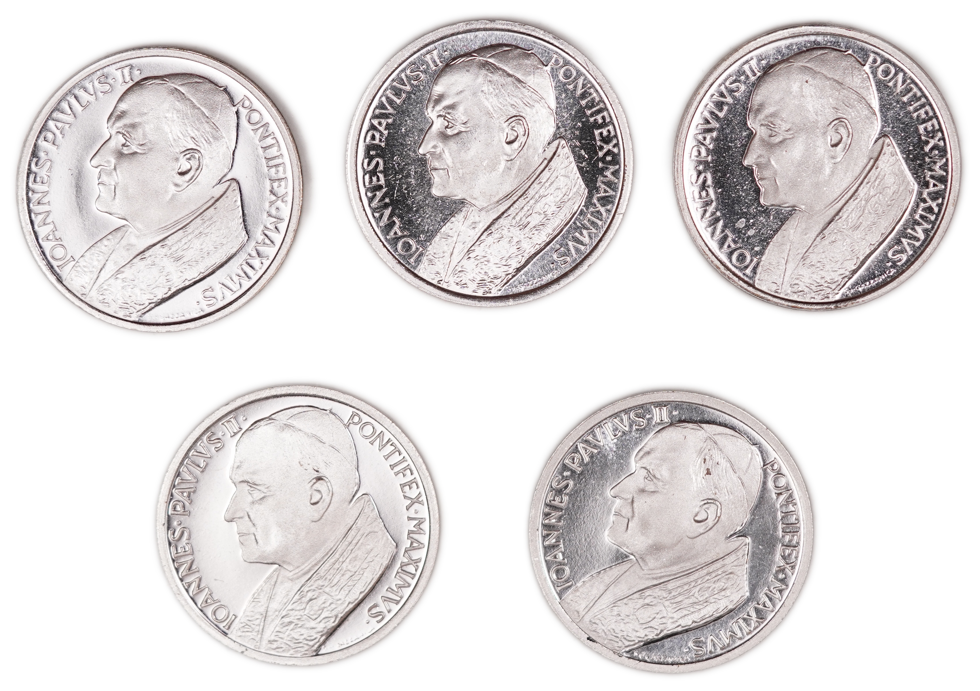 Germany - Set of 5 Commemorative Medals for the Visit of Pope John Paul II to Germany, 1980 - Issue Limited to 10 ... - 1 0