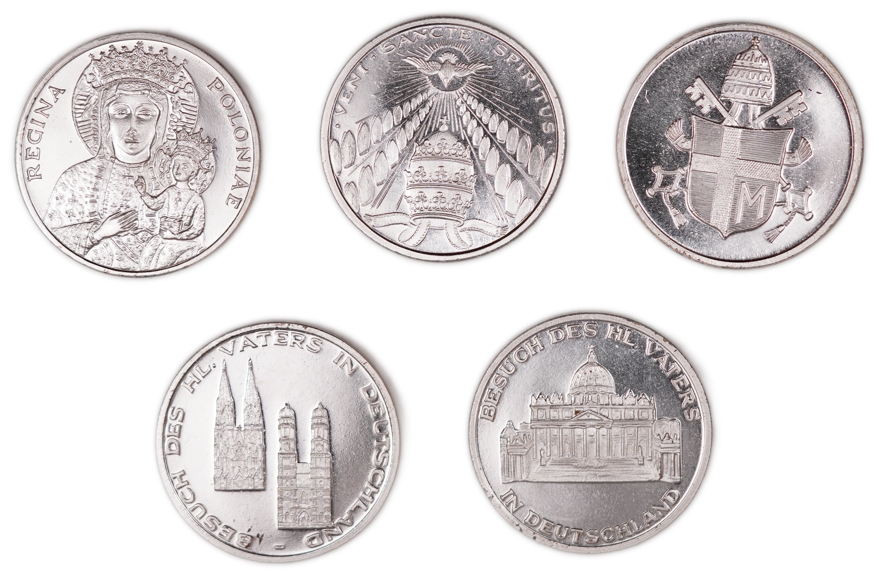 Germany - Set of 5 Commemorative Medals for the Visit of Pope John Paul II to Germany, 1980 - Issue Limited to 10 ... - 1 1
