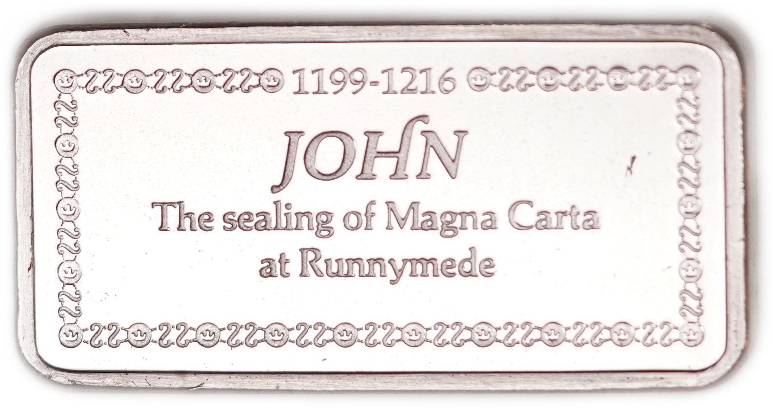 Great Britain - Sterling Silver Ingot “John - The Sealing of Magna Carta at Runnymede” - 1,000 Years of British ... - 1 1