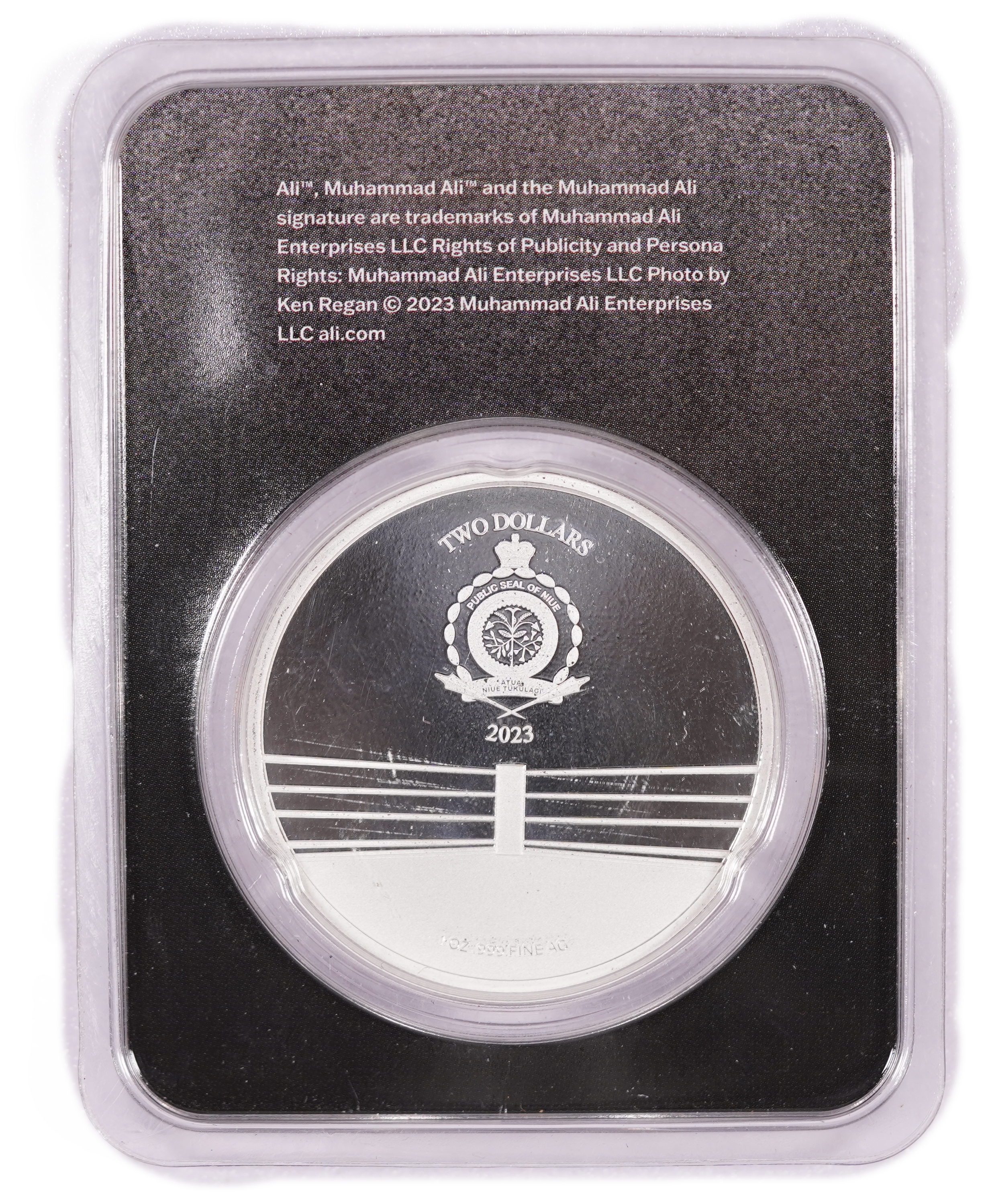 Niue - $2 2023 - Muhammad Ali - Boxing Legend - Colorized Coin - .999 Fine Silver - 1 Troy Ounce - Proof - 1 1