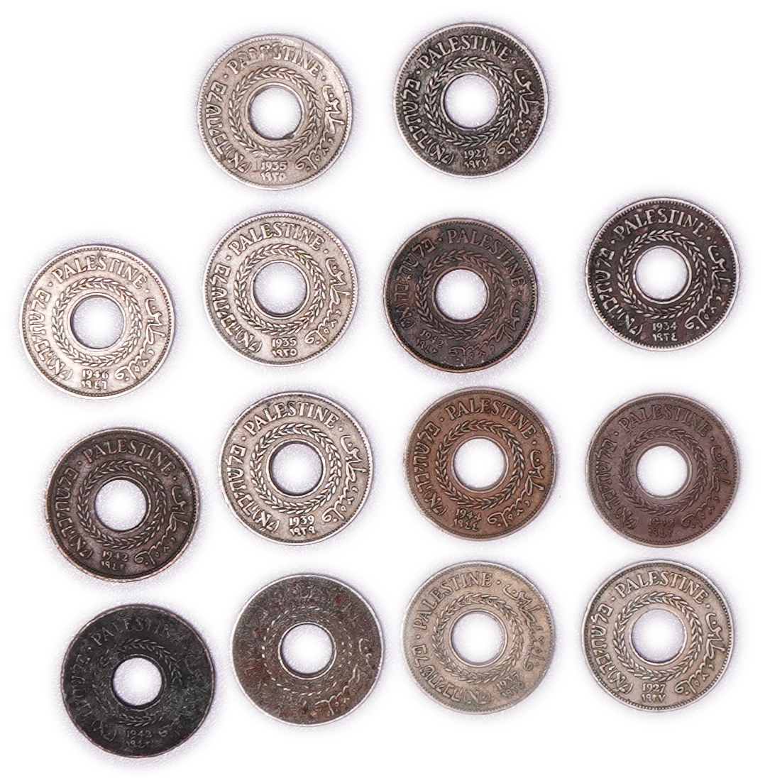 Palestine - British Mandate - Collection of 14 5 Mils Coins - Various Years - F-VF - KM#3 - 1 0