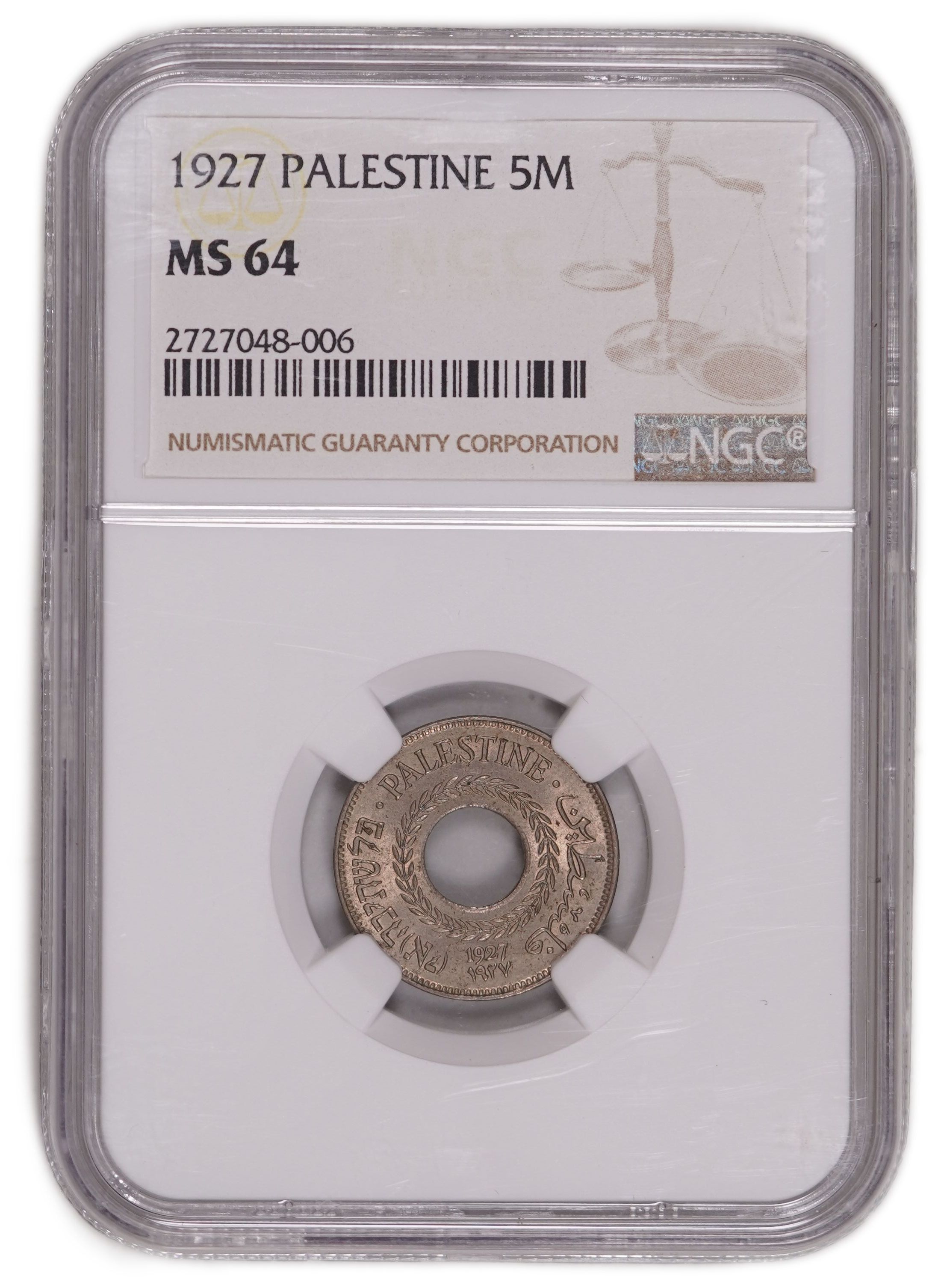 Palestine - 5 Mils 1927 - British Mandate - NGC MS 64 - KM#3 - 1 2