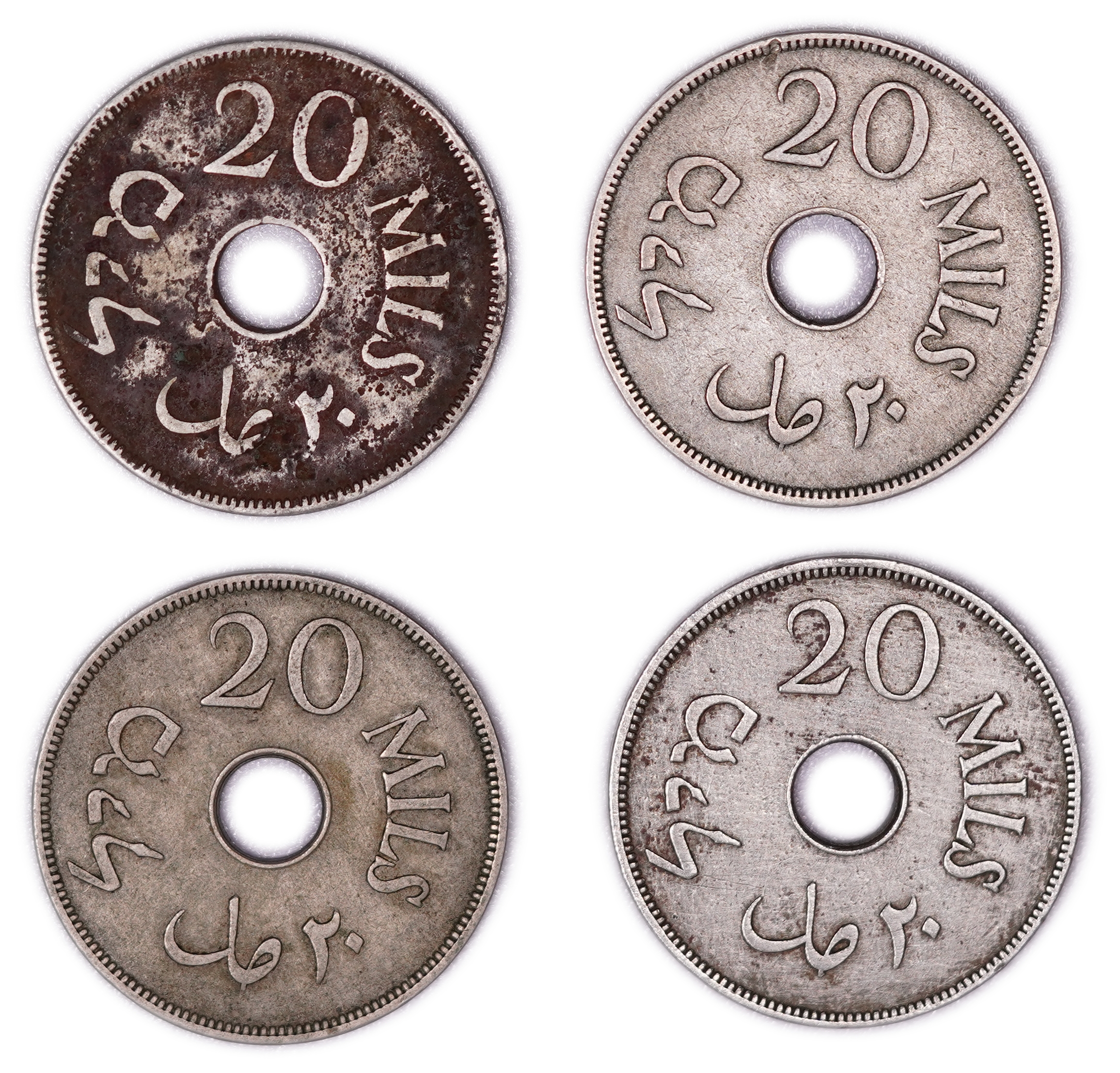 Palestine - British Mandate - 4 20 Mils Coins - 1935, 1940 - VG-VF - KM#5 - 1 1