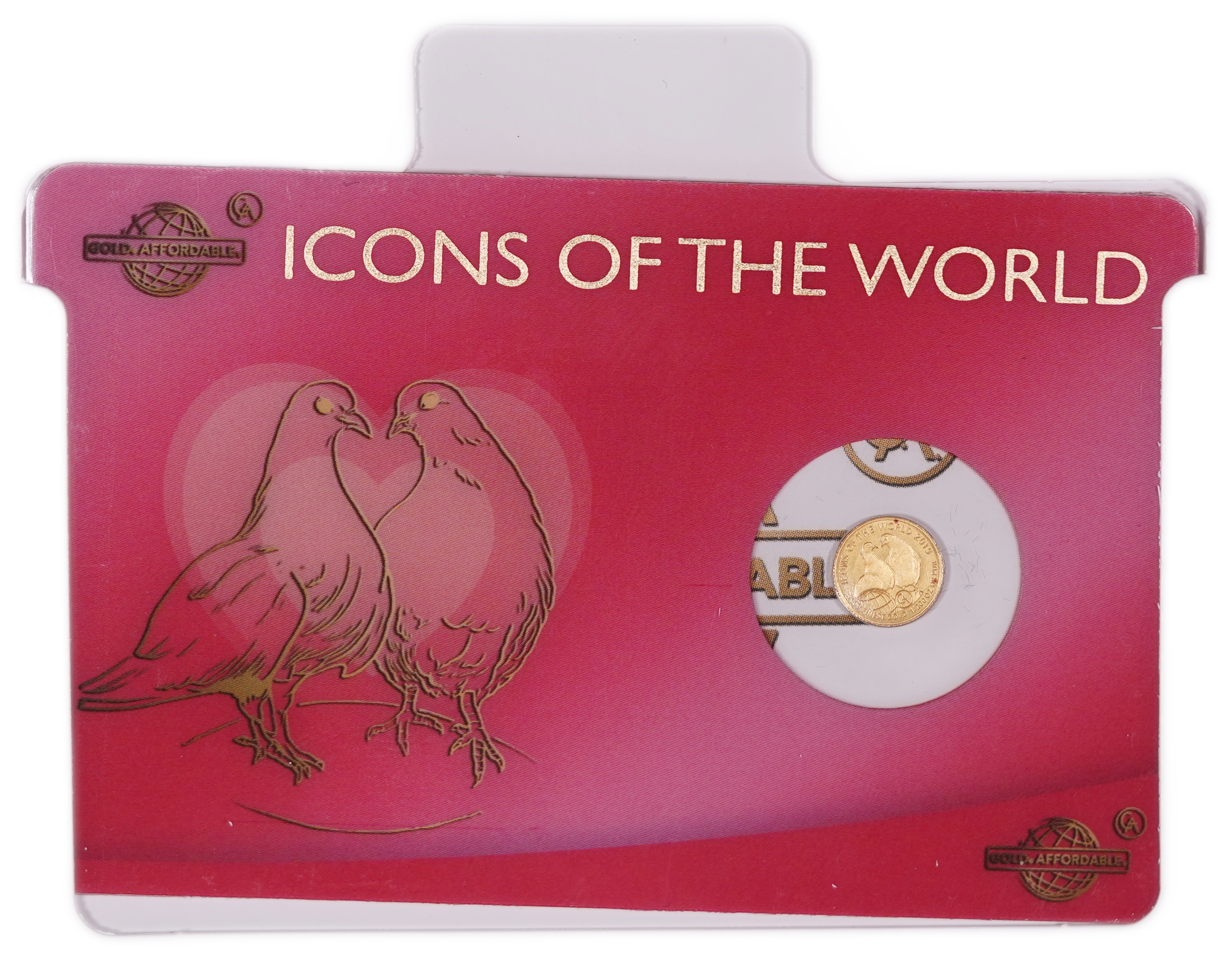 Rwanda - 10 Francs 2019 Gold Coin, Doves, .9999 Gold, 0.1555 g - 1/200 Troy Ounce, Uncirculated, Mintage up to 20 ... - 1 4