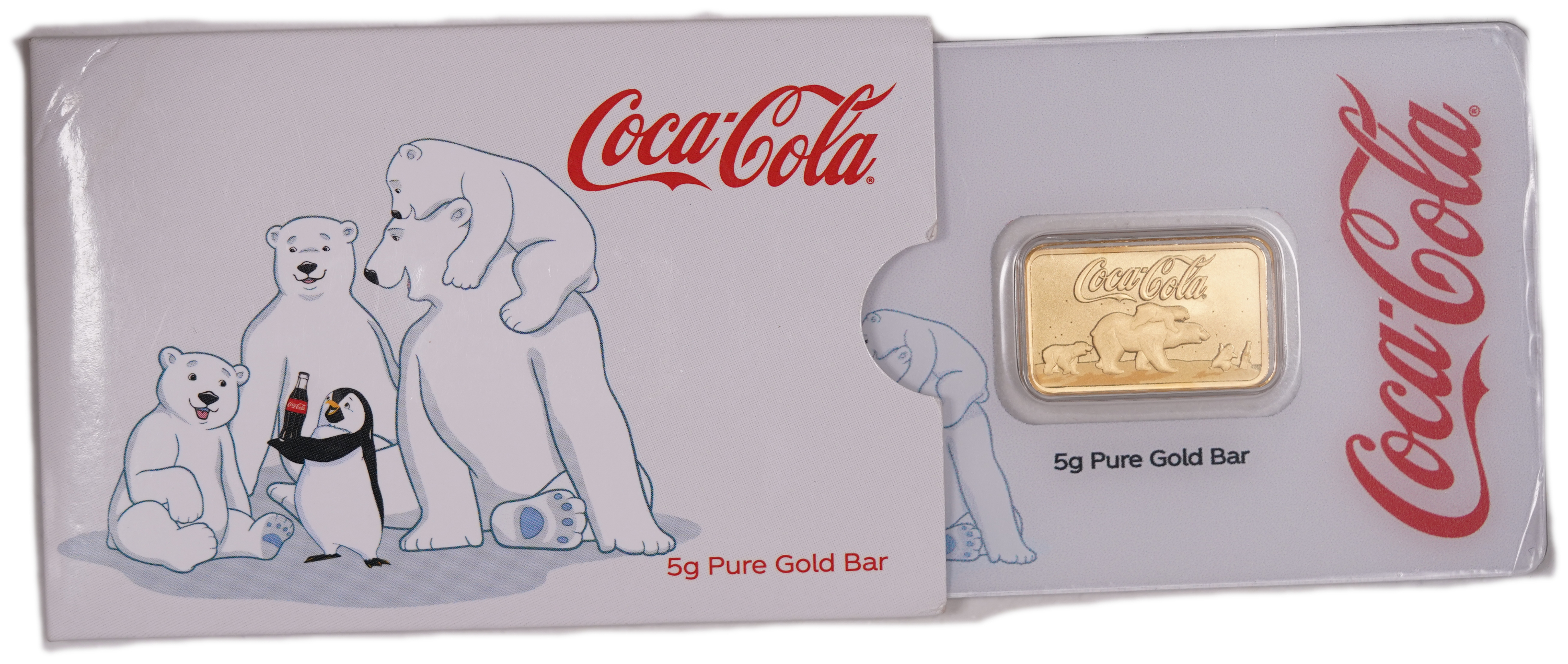 Switzerland - 2025 Coca-Cola Polar Bears Gold Bar - PAMP Suisse - .9999 Gold, 5 g, Certificate Number 02611 ... - 1 2