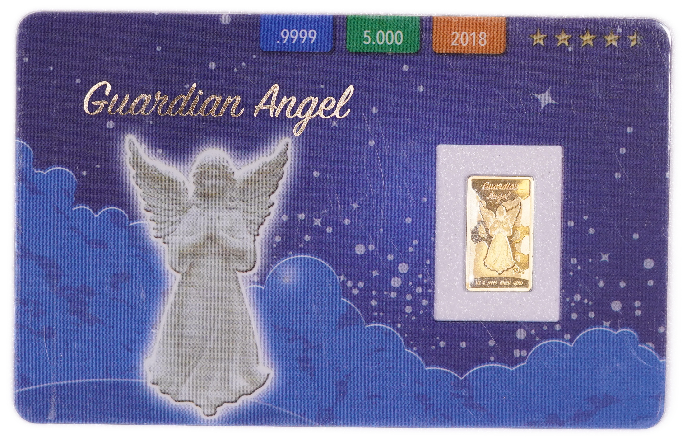 Solomon Islands - Rectangular Gold $10 Coin 2018 "Guardian Angel", .9999 Gold, 0.5 g - 0.0161 Troy Ounce, Prooflike ... - 1 1