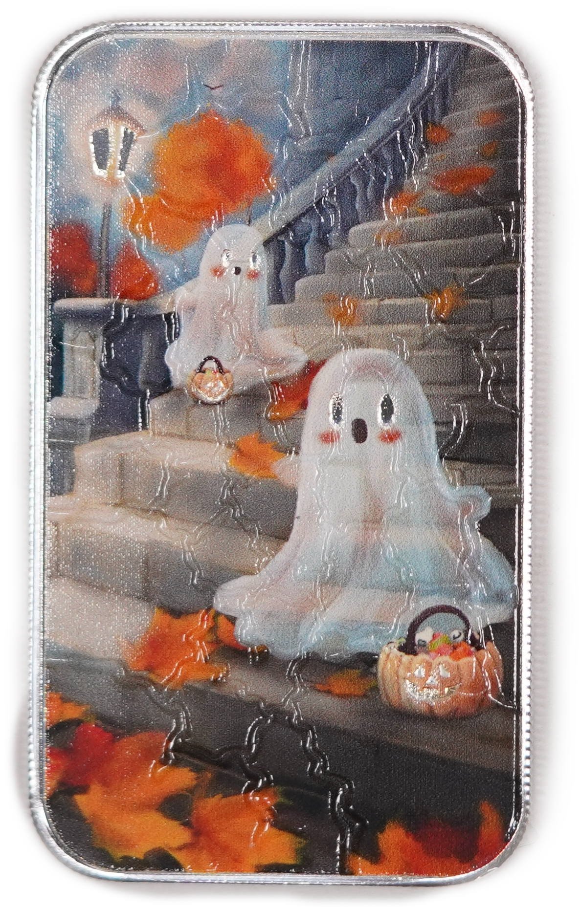 USA - Halloween Colorized Silver Bar - Ghosts and Trick or Treat - Scottsdale Mint - .999 Silver, 1 Troy Ounce (31.1 g) - 1 0