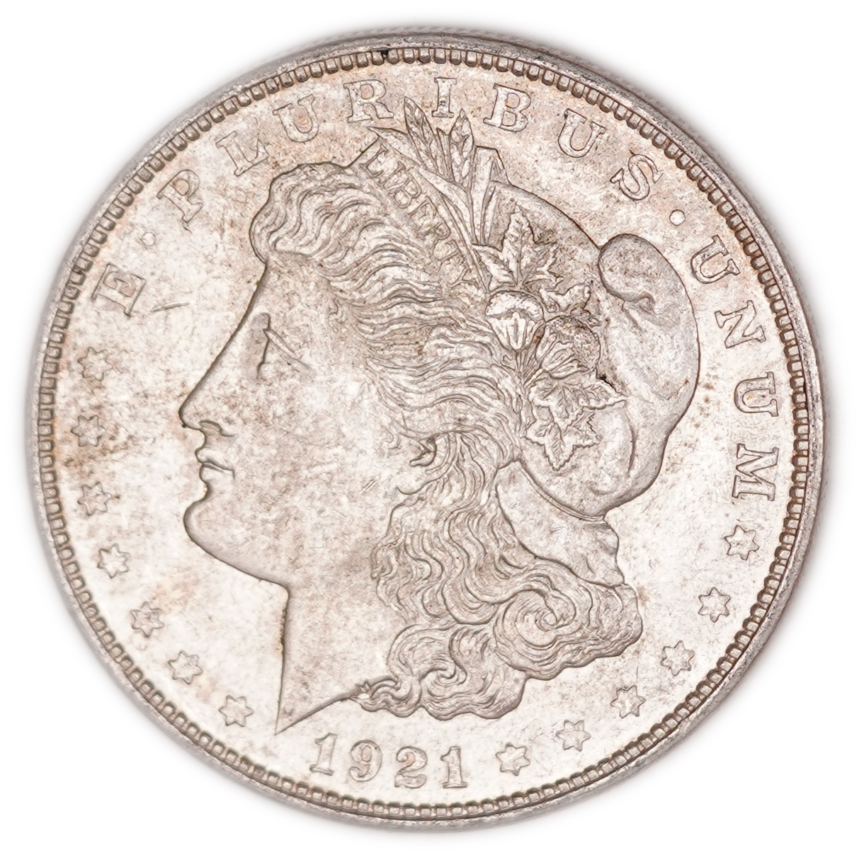 USA - 1921-D Morgan 1 Dollar - Denver Mint - .900 Silver, 26.65 g (23.99 g Net Silver, 0.7711 Troy Oz.) - KM#110 - 1 0