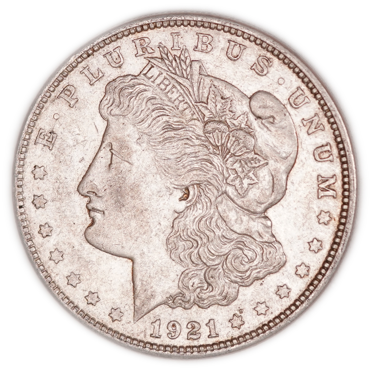 USA - 1921-D Morgan 1 Dollar - Denver Mint - .900 Silver, 26.71 g (24.04 g Net Silver, 0.7728 Troy Oz.) - KM#110 - 1 0