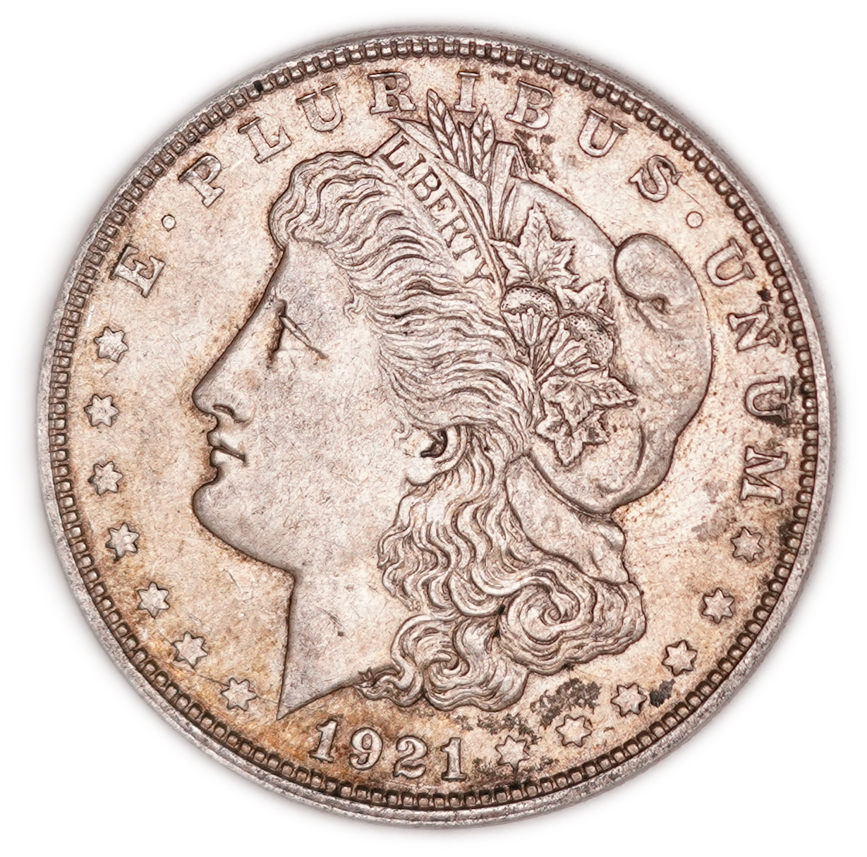 USA - 1921-D Morgan 1 Dollar - Denver Mint - .900 Silver, 26.60 g (23.94 g Net Silver, 0.7697 Troy Oz.) - KM#110 - 1 0