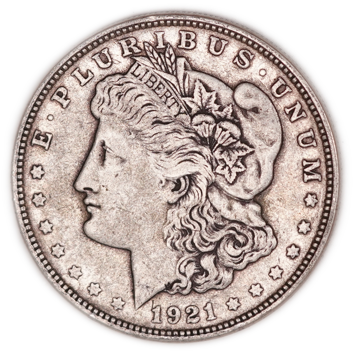 USA - 1921-D Morgan 1 Dollar - Denver Mint - .900 Silver, 26.72 g (24.05 g Net Silver, 0.7732 Troy Oz.) - KM#110 - 1 0