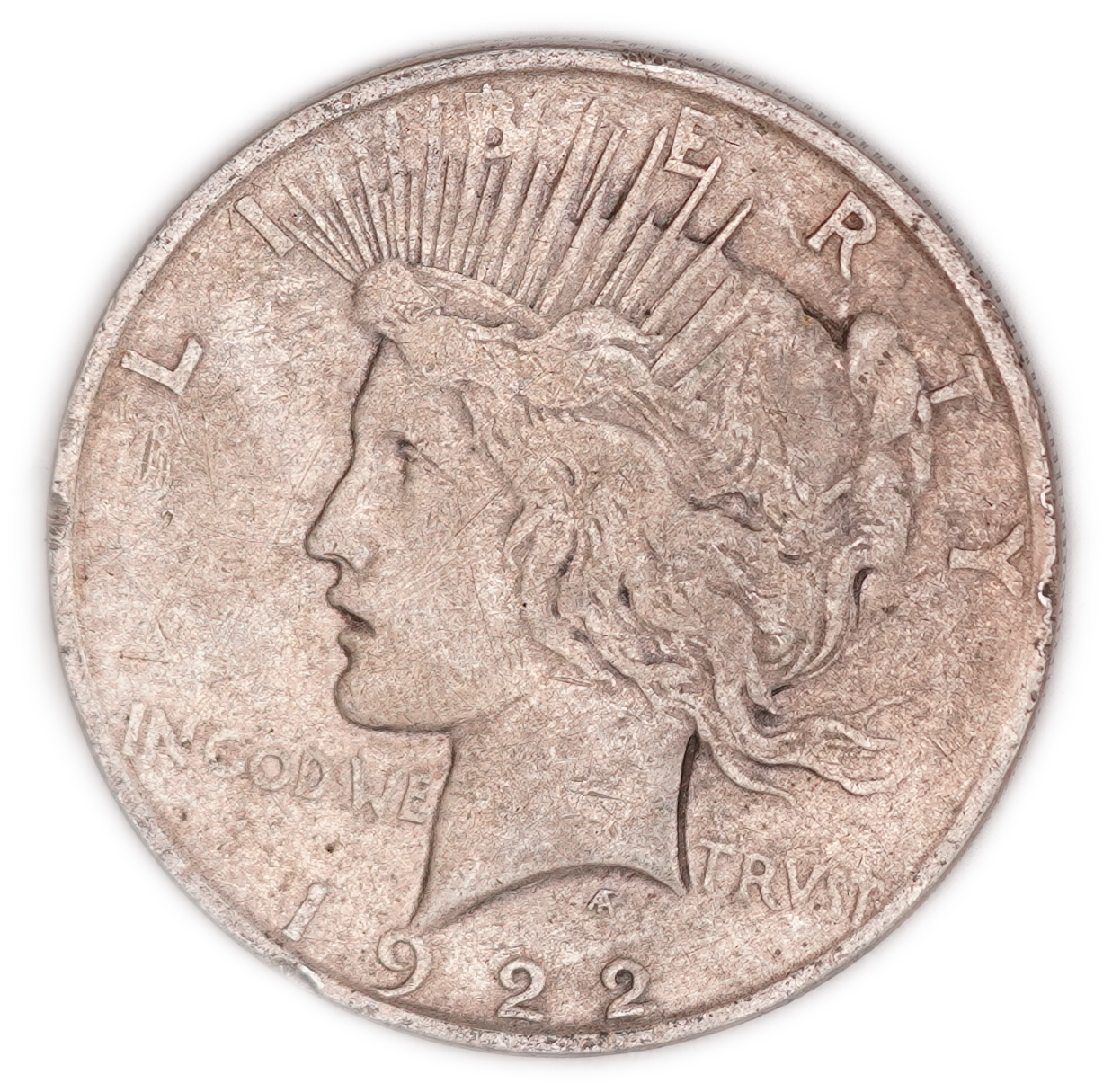 USA - 1 Dollar Peace 1922-D - Denver Mint - .900 Silver, 26.65 g (23.99 g Net Silver, 0.7712 Troy Oz.) - KM#150 - 1 0