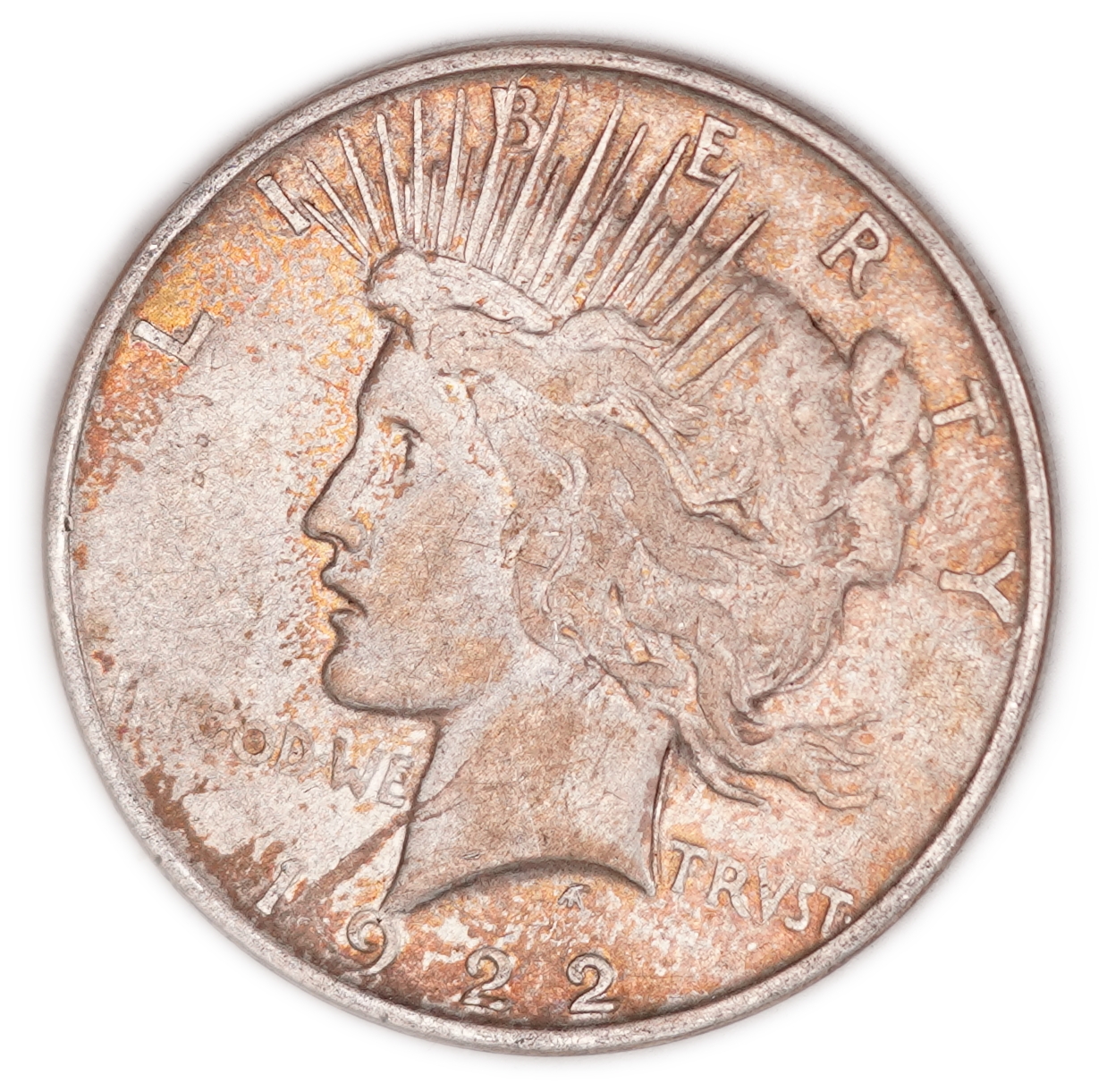 USA - 1 Dollar Peace 1922-D - Denver Mint - .900 Silver, 26.73 g (24.06 g Net Silver, 0.7734 Troy Oz.) - KM#150 - 1 0
