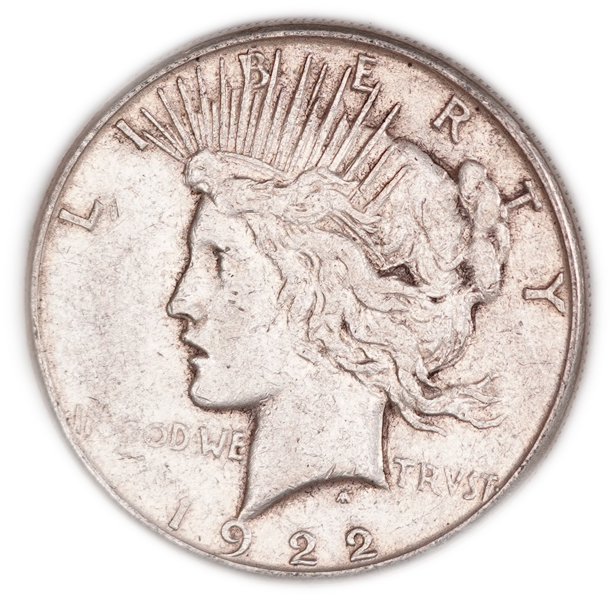 USA - 1 Dollar Peace 1922-S - San Francisco Mint - .900 Silver, 22.77 g (20.49 g Net Silver, 0.6588 Troy Oz.) - KM#150 - 1 0