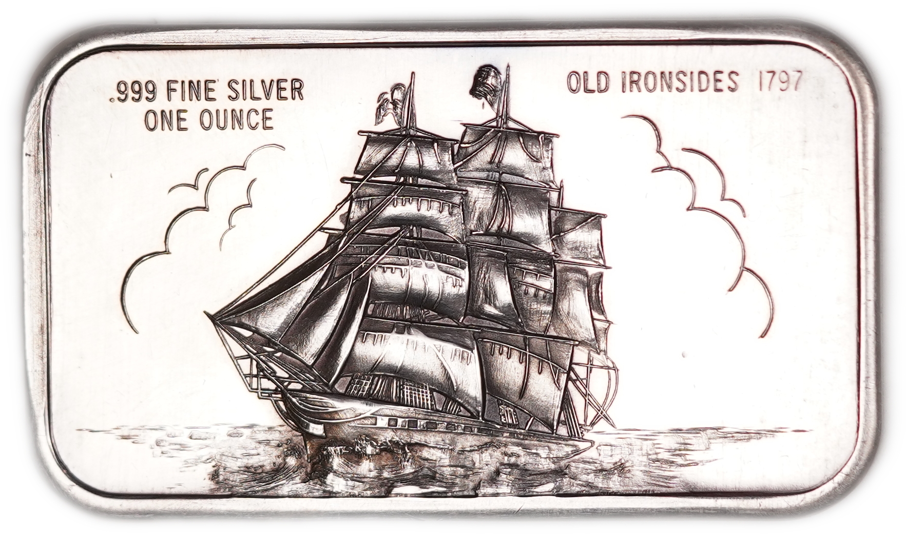 USA - "Old Ironsides" Silver Ingot - USS Constitution Warship, 1797 - .999 Fine Silver, 31.103 g, 1 Troy Oz.