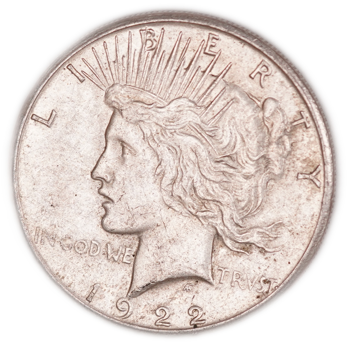 USA - 1 Dollar Peace 1922-S - San Francisco Mint - .900 Silver, 26.78 g (24.10 g Net Silver, 0.7749 Troy Oz.) - KM#150 - 1 0