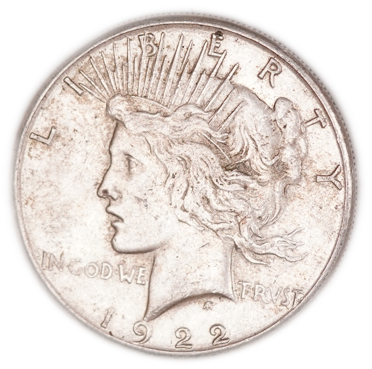 USA - 1 Dollar Peace 1922-S - San Francisco Mint - .900 Silver, 26.78 g (24.10 g Net Silver, 0.7749 Troy Oz.) - KM#150 - 1 0