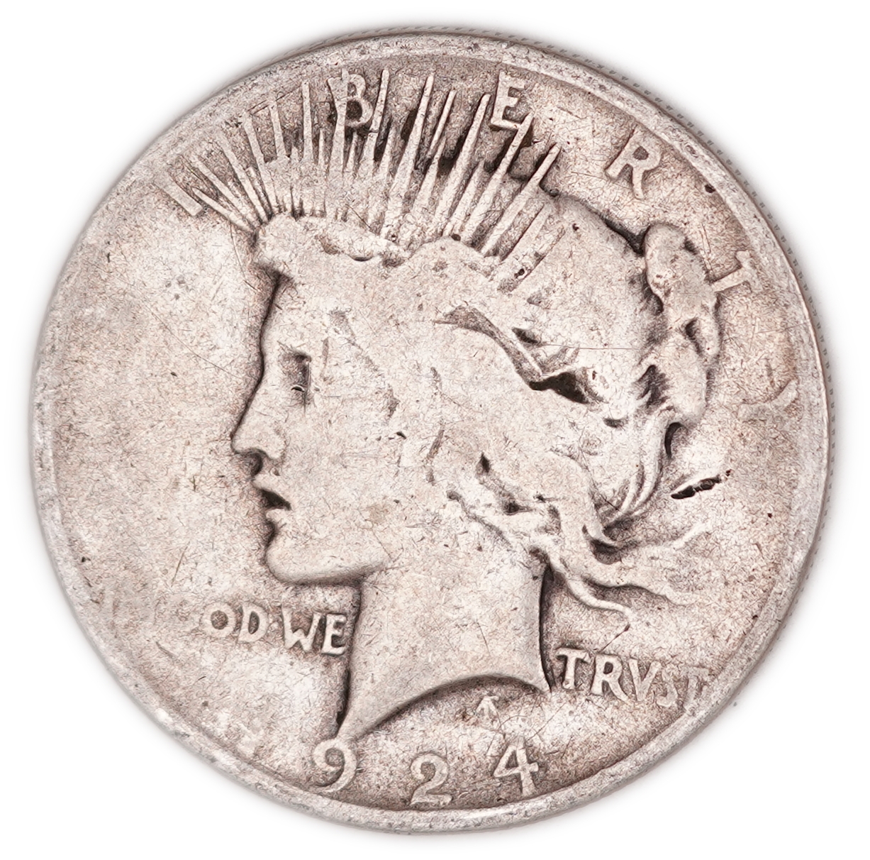 USA - 1 Dollar Peace 1924 - Philadelphia Mint - .900 Silver, 26.10 g (23.49 g Net Silver, 0.7552 Troy Oz.) - KM#150 - 1 0