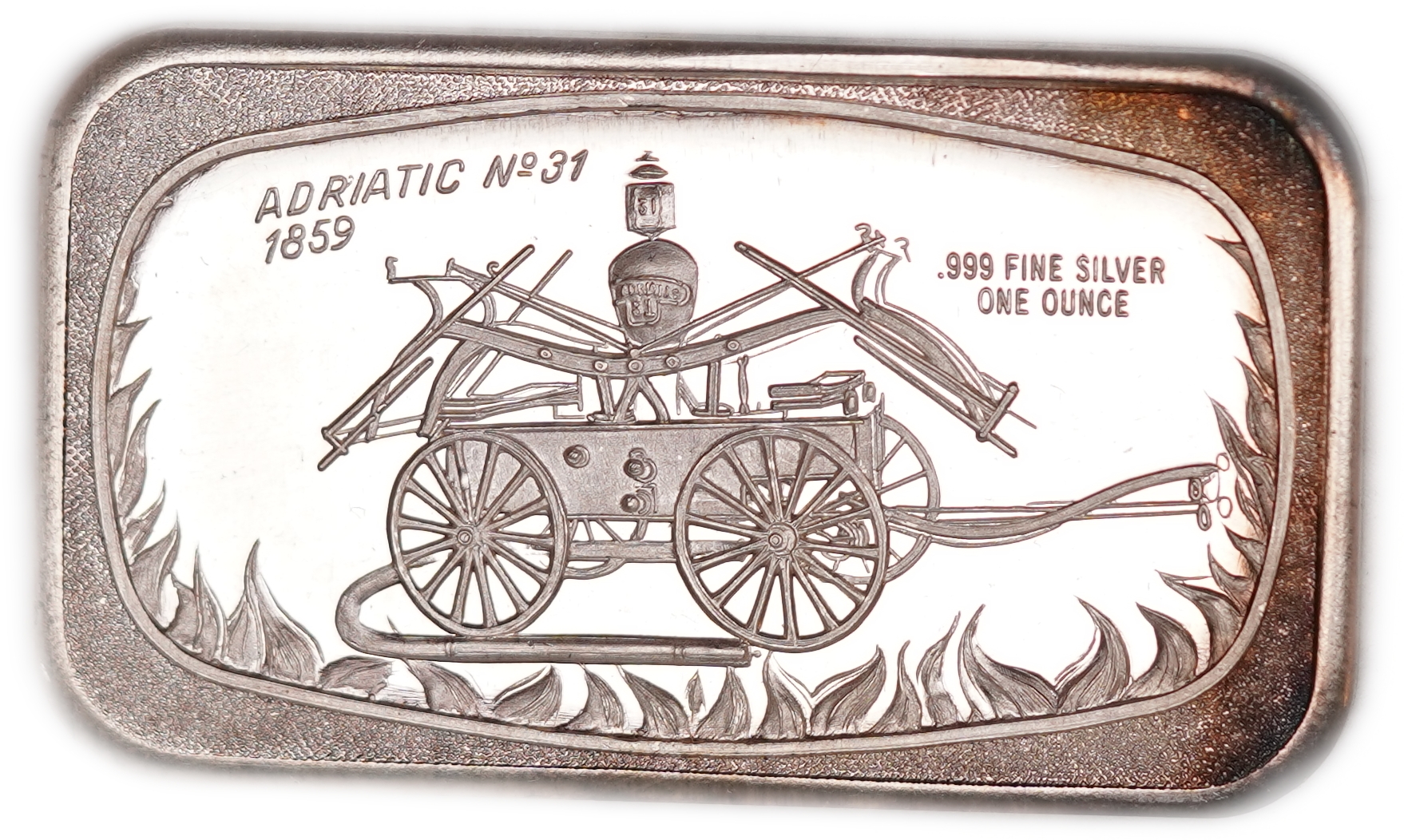 USA - "Adriatic No. 31" Silver Ingot - Historic 1859 Fire Engine - .999 Fine Silver, 31.103 g, 1 Troy Oz. - 1 0