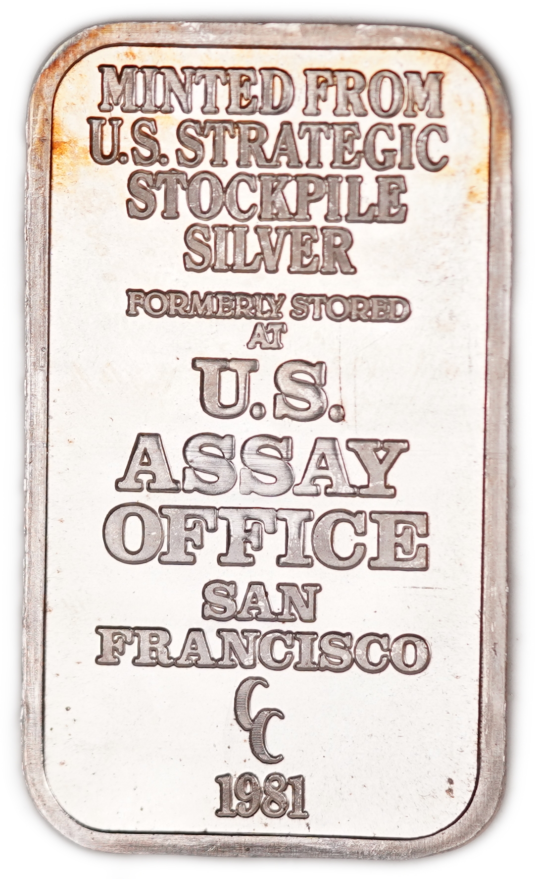 USA - 1981 Silver Ingot - Eagle and U.S. Flag - U.S. Strategic Stockpile Silver, Formerly Stored at the U.S. Assay ... - 1 1