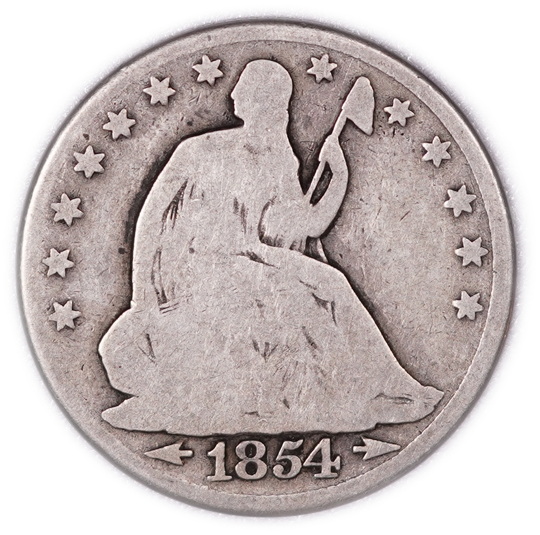 USA - Seated Liberty Half Dollar 1854 - Arrows at Date - Philadelphia Mint - .900 Silver, Approx. 11.76 g (Approx. ... - 1 0