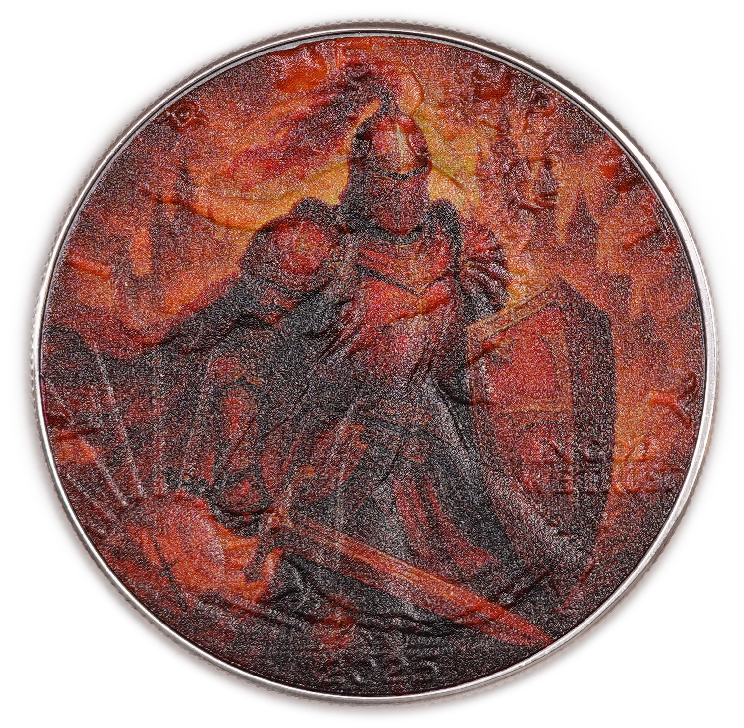 USA - 1 Dollar 2025 American Silver Eagle - Knights of Honour "Crimson Crusader" Edition - Red and Black Coloring ... - 1 0